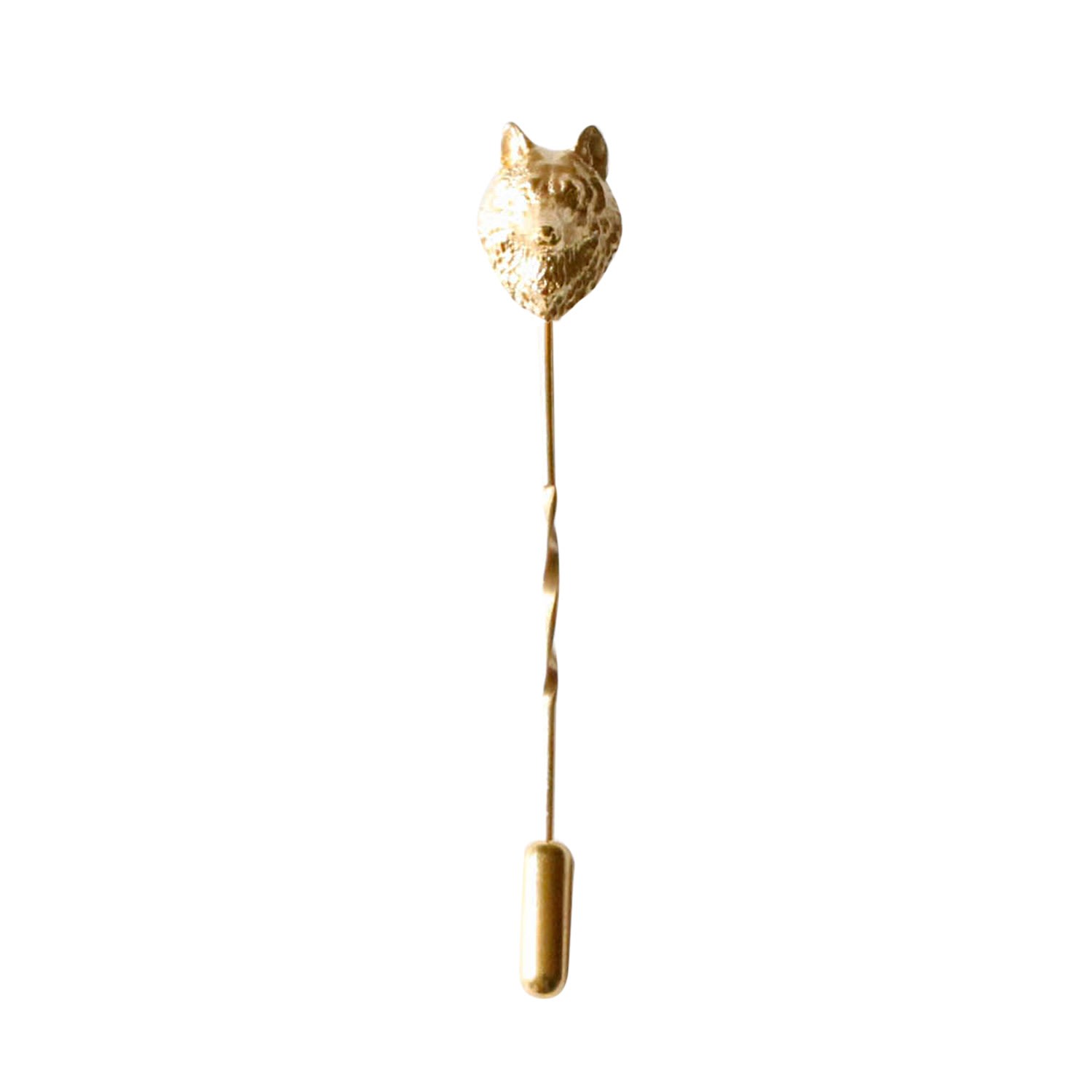 Men’s Wolf Tie Pin/Twist Tie Pin - Gold Lee Renee