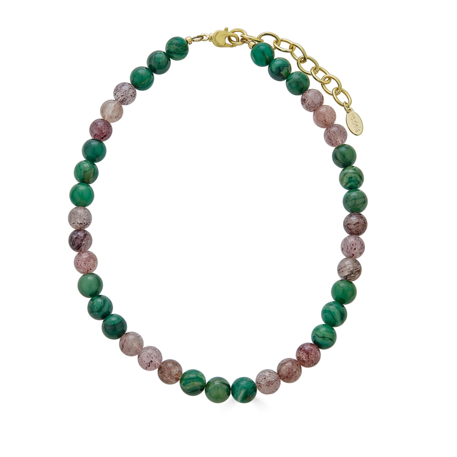 Women’s Pink / Purple / Green Gemma Strawberry Quartz And African Jade Necklace Rodela