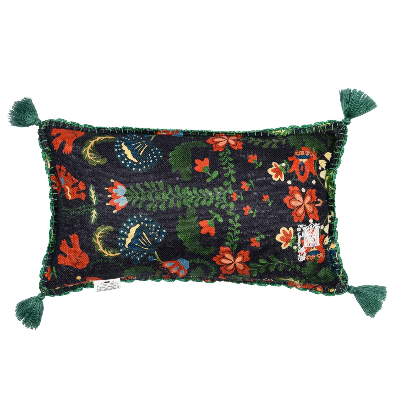 Green / Black / Blue Zabola Linen Cushion By Mindthegap