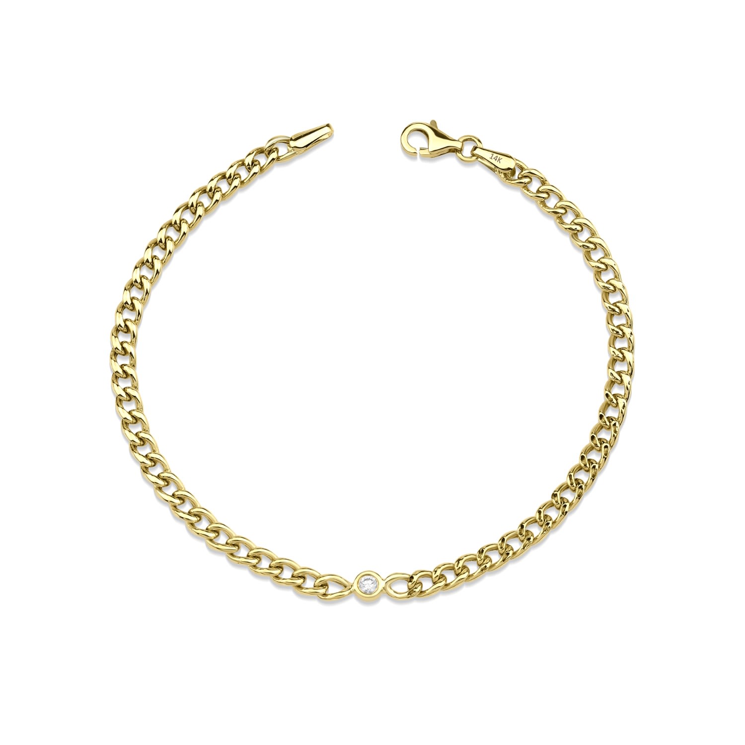 Women’s Gold Diamond Bracelet, Minimal Cuban Diamond Bracelet Jewelsty Fine Jewelry