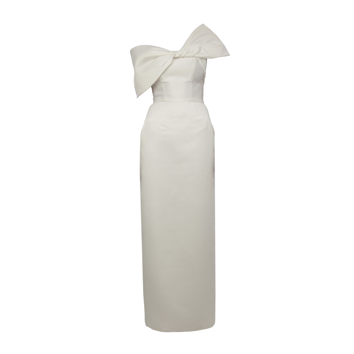 Women's Gigi Dress + Shoulder Bow | Strapless Cone Maxi In White | Extra Small | Baé Special Moments