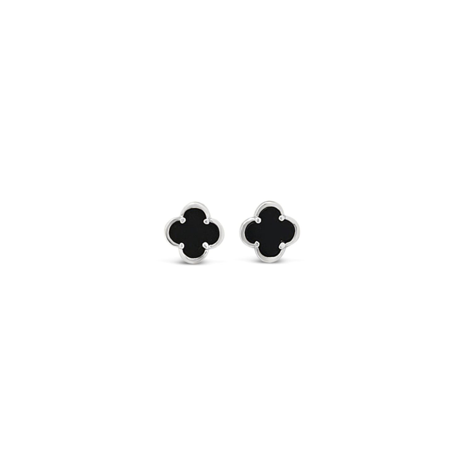 Women’s Clover Stud Earring Eight Mm -Black Agate Lutiro