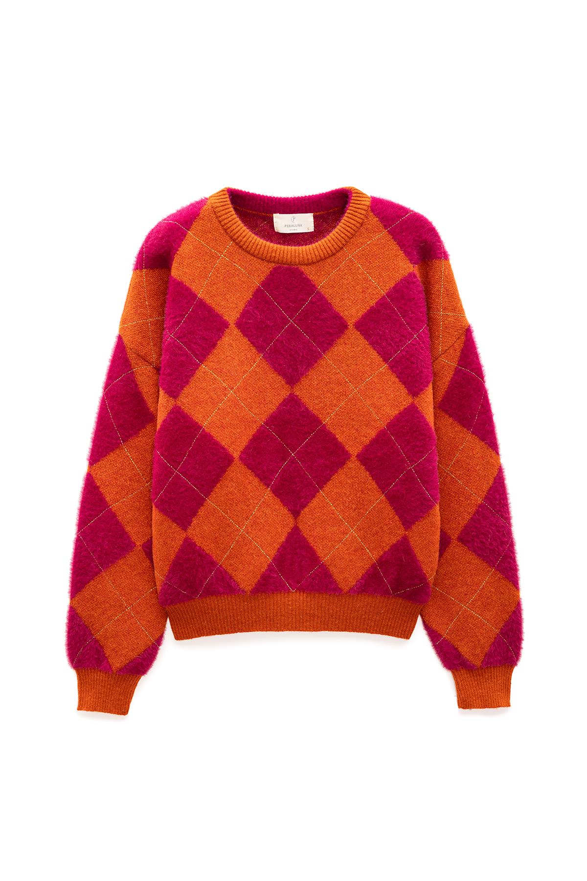 Peraluna Women's Orange / Purple Yurika Diamond Pattern Knit Jumper In Multi