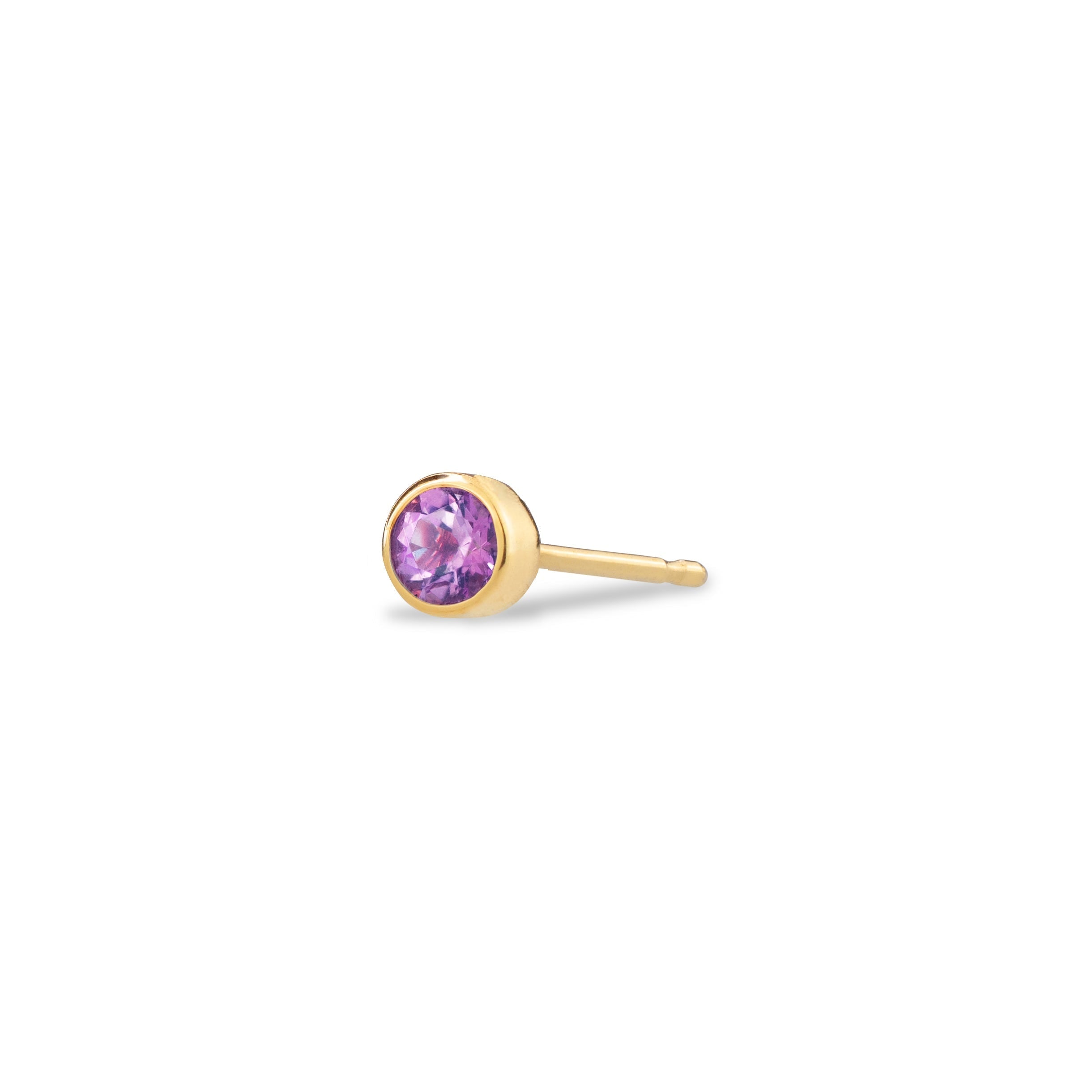 Maya Brenner Women's Birthstone Stud - Yellow Gold Amethyst - February In Gold