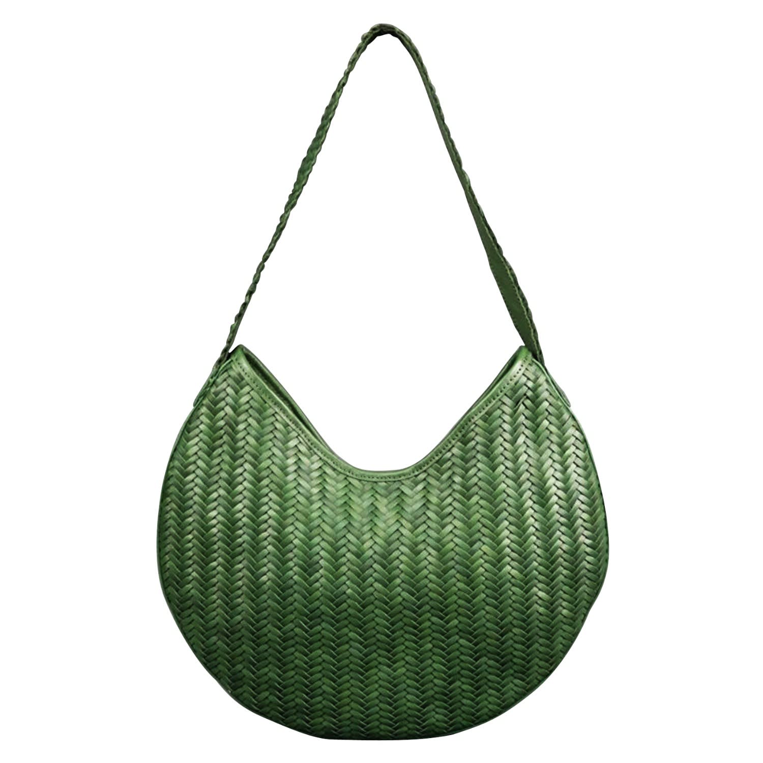 Rimini Women's Hand Weaving Leather Shoulder 'susanna' - Green