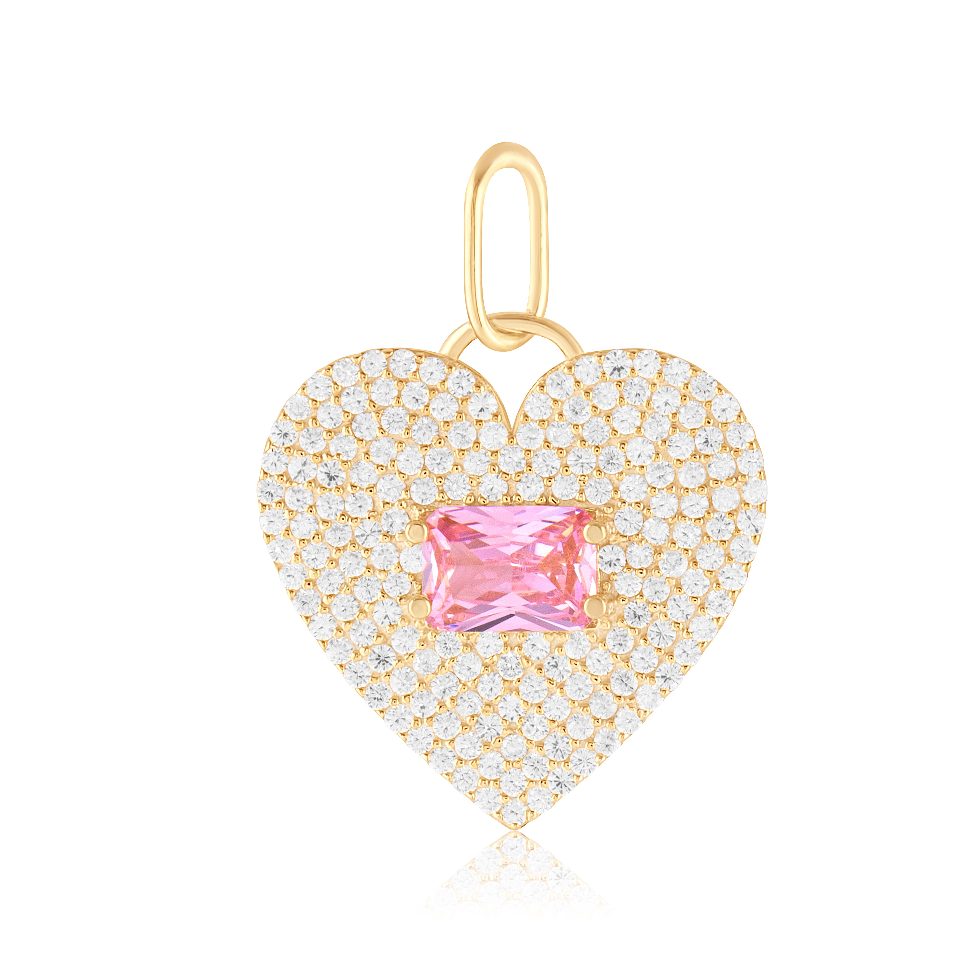 Women’s Gold / Pink / Purple Pave Heart & Stone Charm - Gold & Pink Shymi