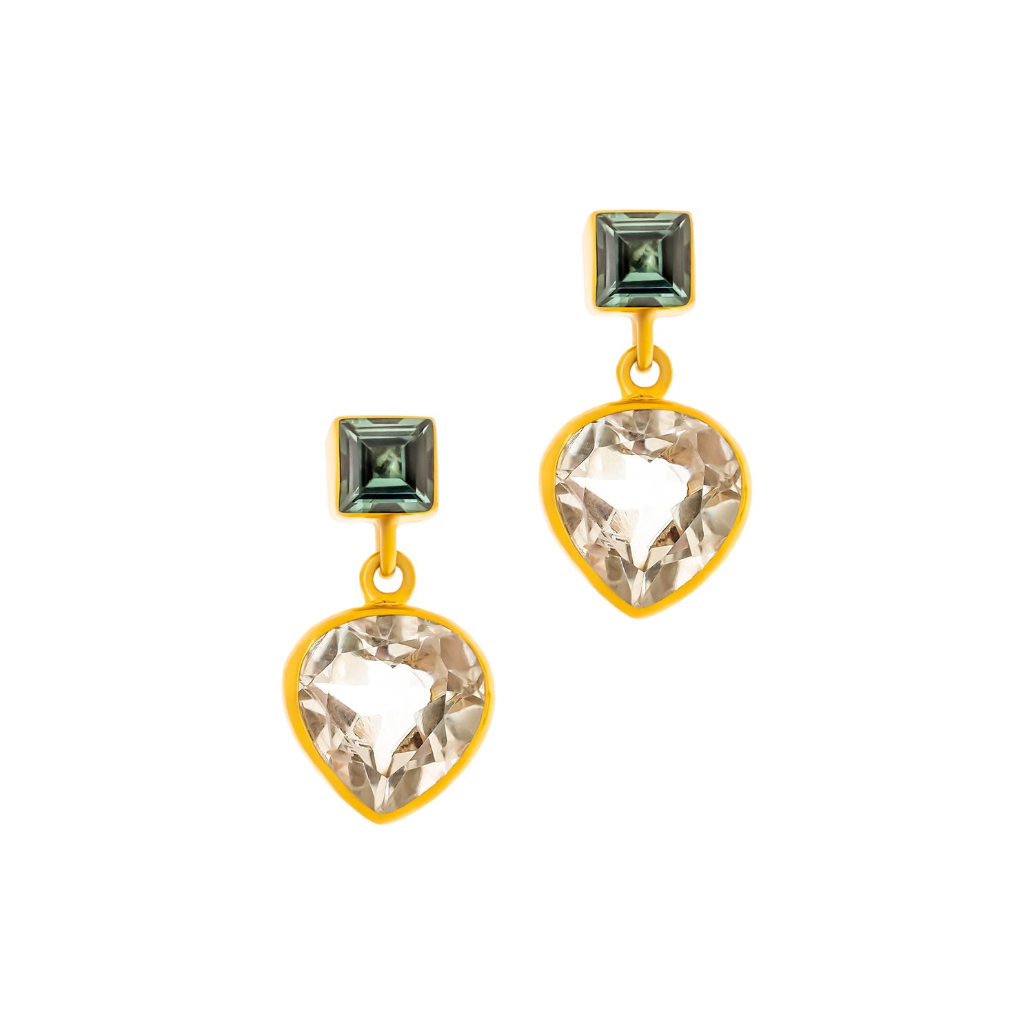 Women’s Blue / Green / Gold Secret Kiss Tourmaline & Green Amethyst Earrings Bonjouk Studio