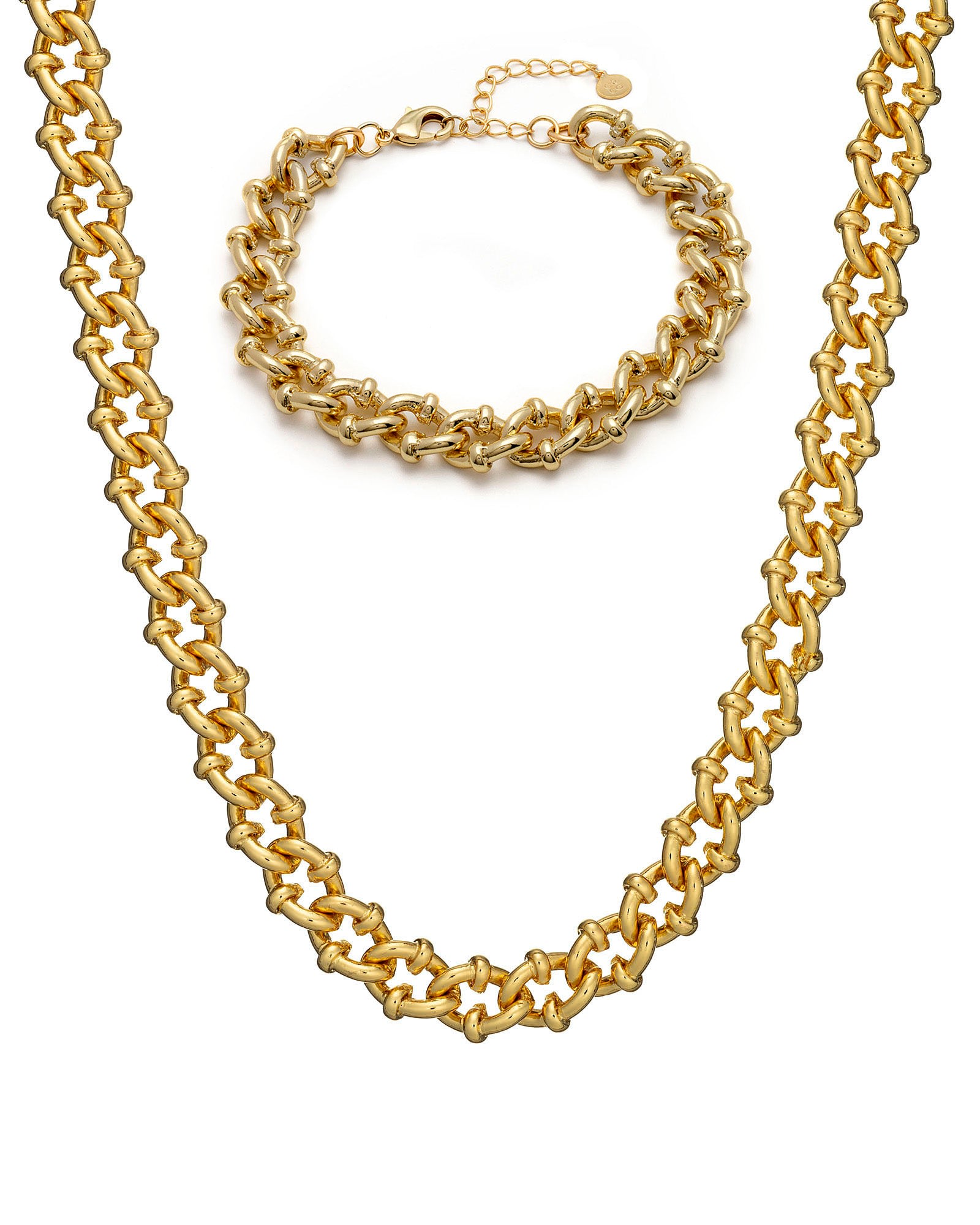 Crystals And Co Women's Gold Twisted Link Set In Gold