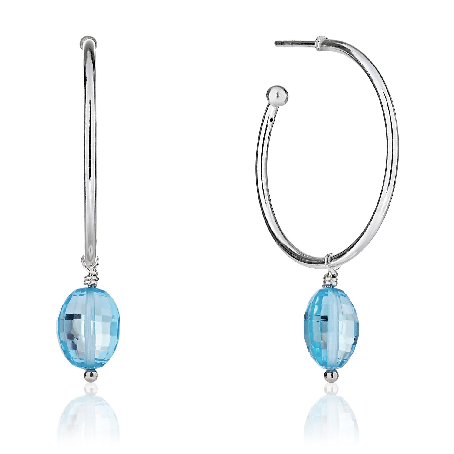 Women&rsquo;s Silver Hoop With Blue Topaz Drop November Birthstone | Kaizarin