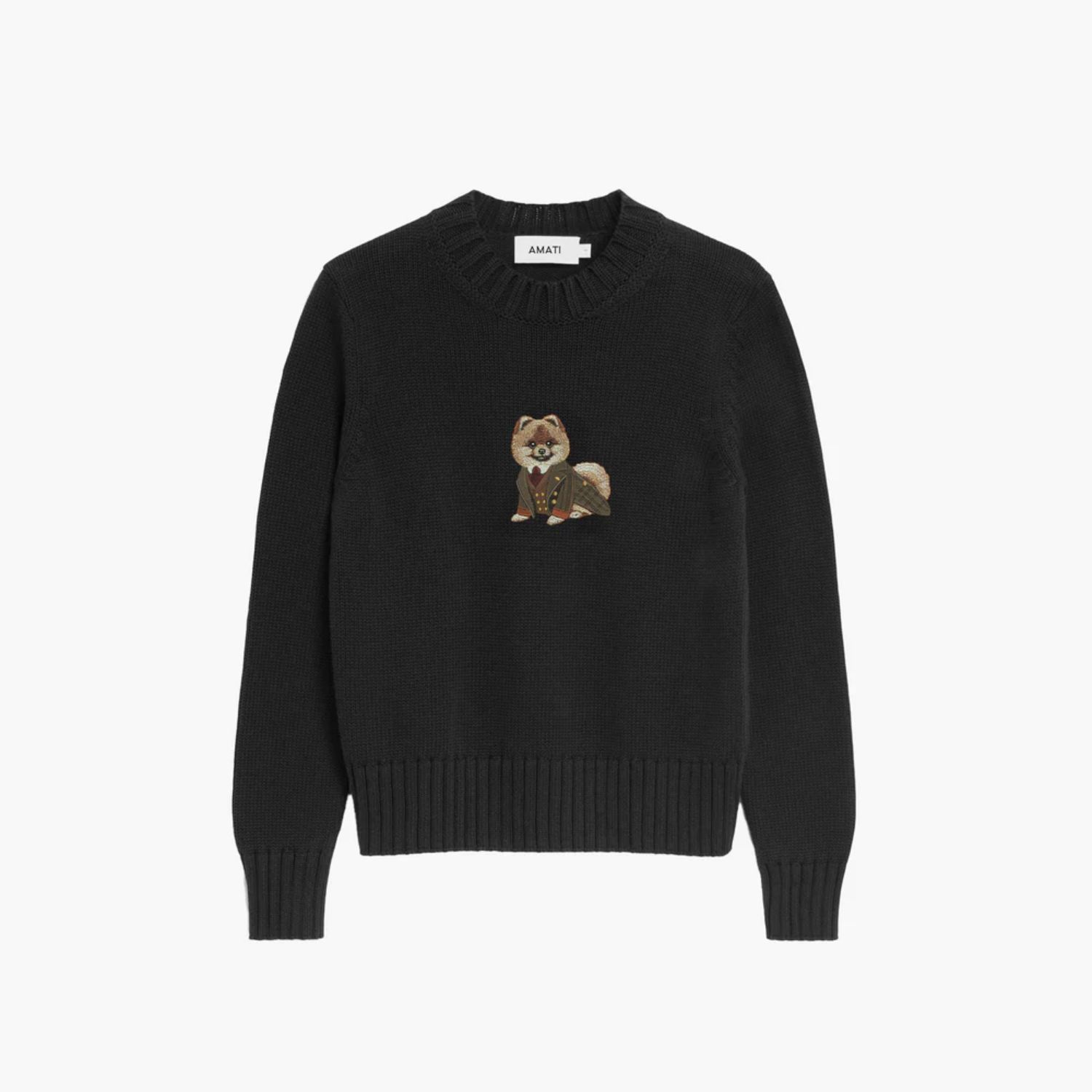 Amati Collection Women's Pomeranian Embroidered Sweater Black