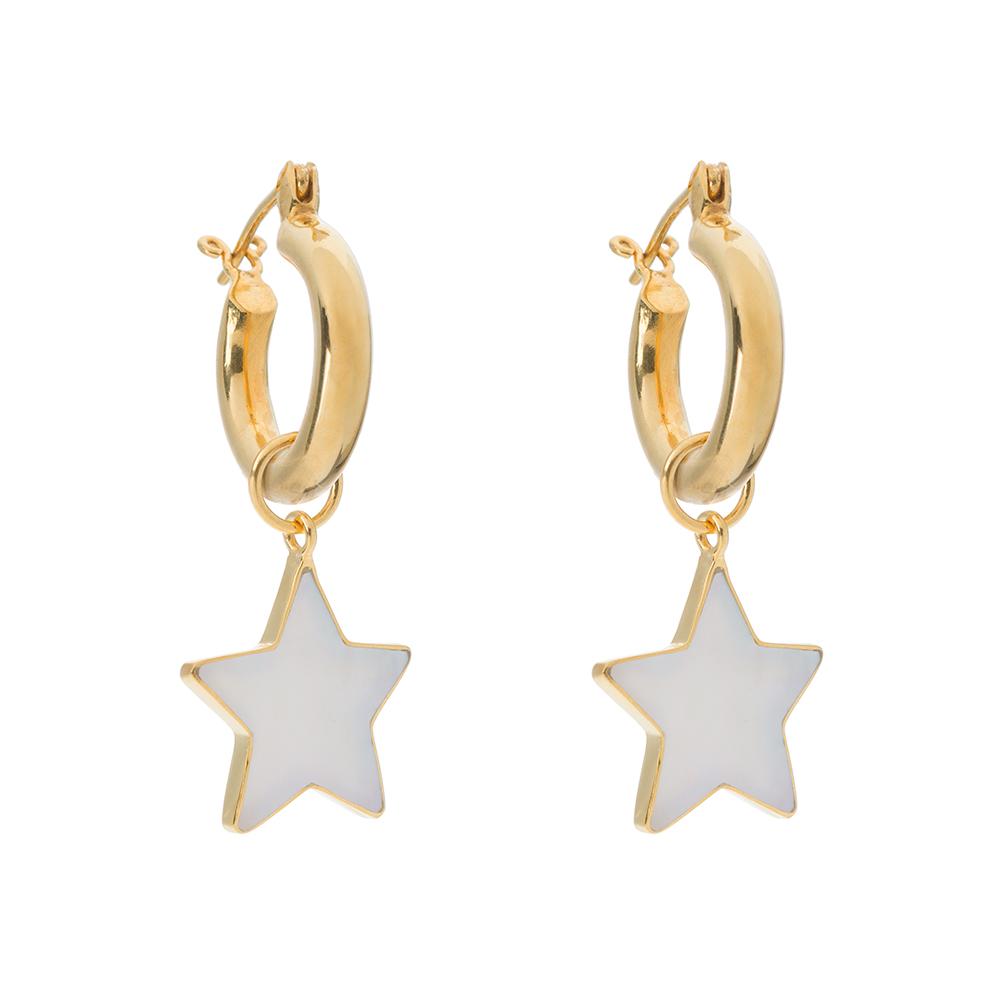 Women’s White / Gold Gold Mini Hoops With Detachable Stars Freya Rose