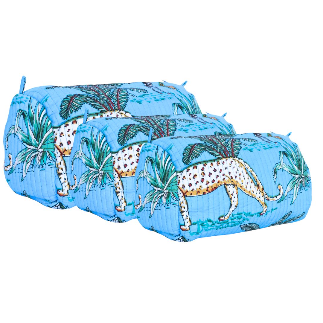 Conscious Yoga Collective The Jungle Three Piece Travel Set In Washed Blue