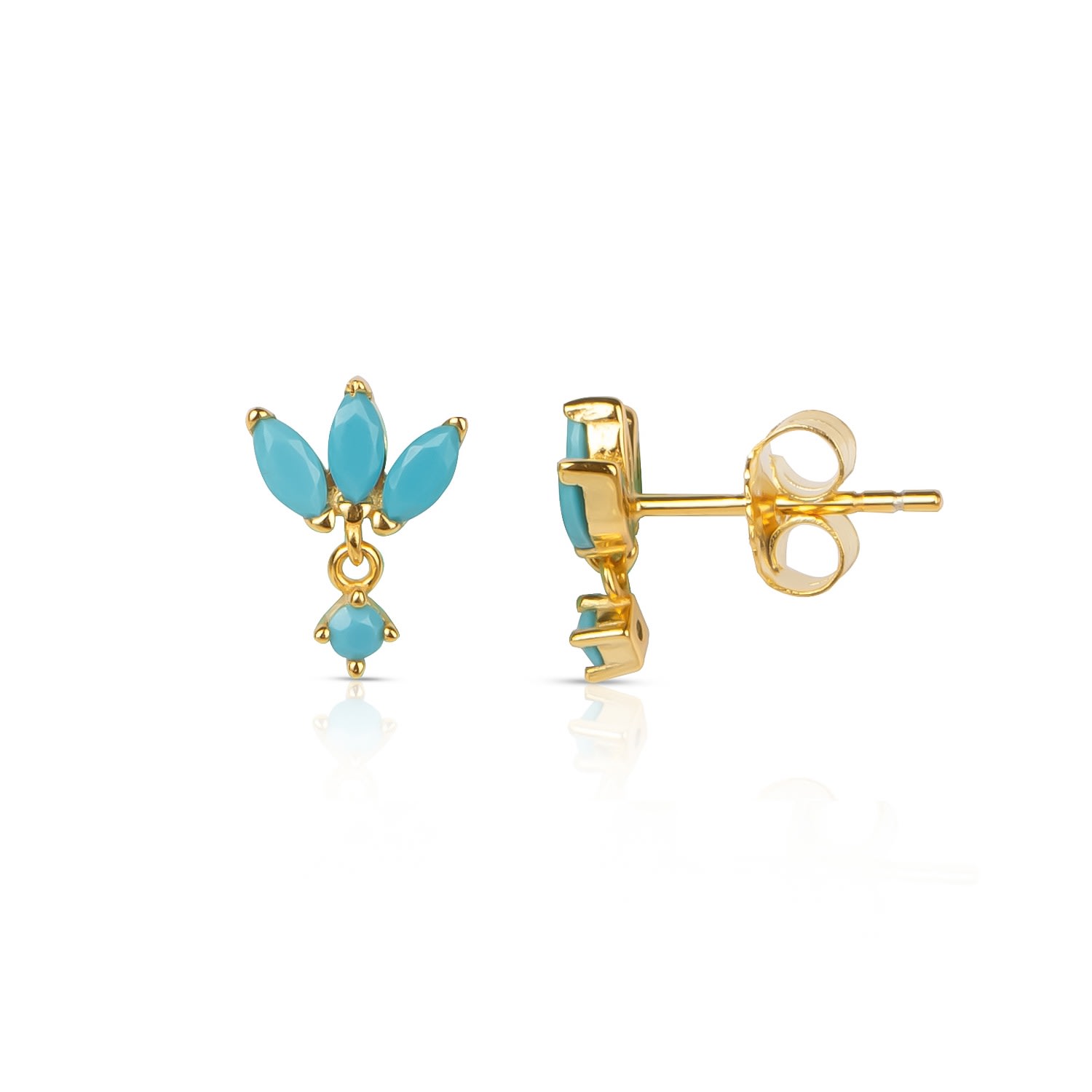 Ep Designs Women's Gold Mia Turquoise Stud Earring In Gold
