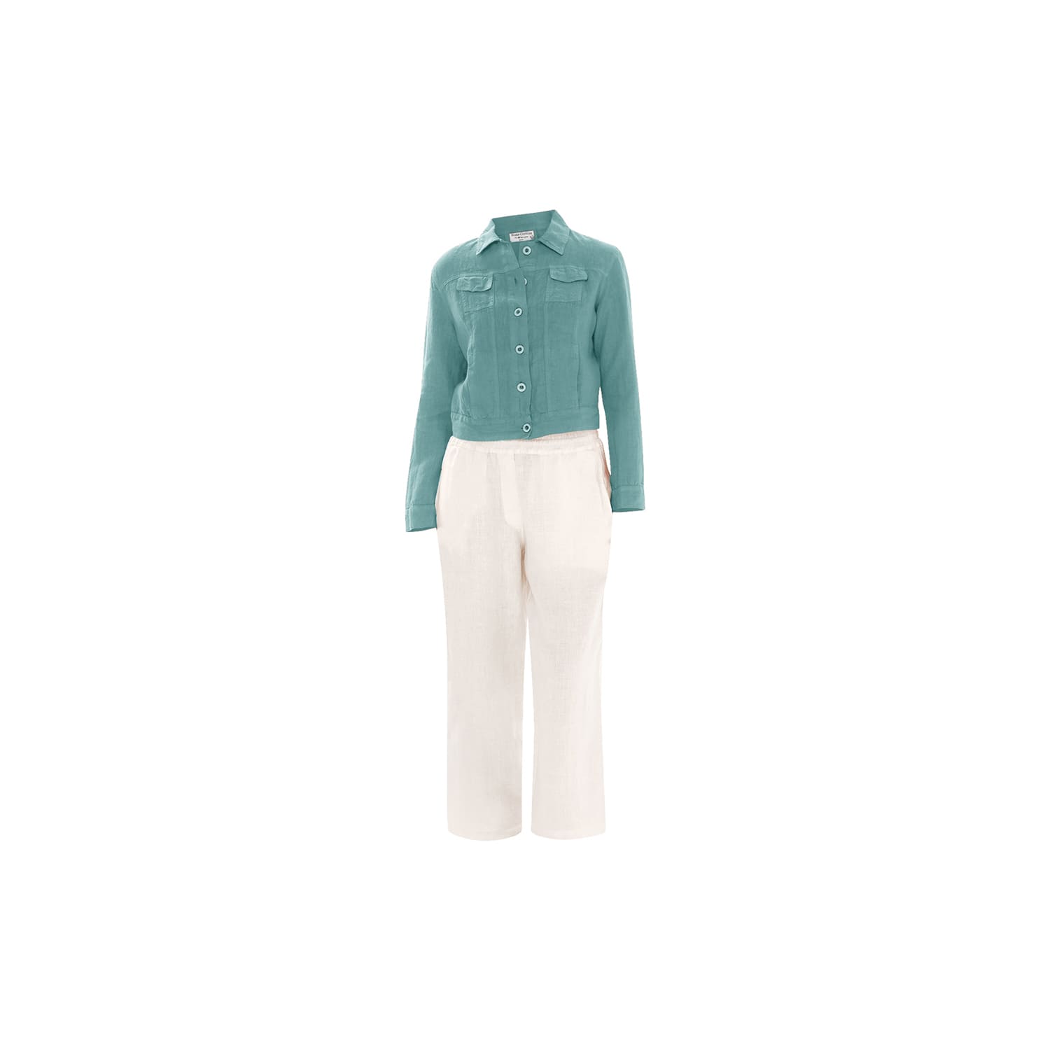 Haris Cotton Women's Linen Jacket With Long Sleeves Crystal Blue In Blue