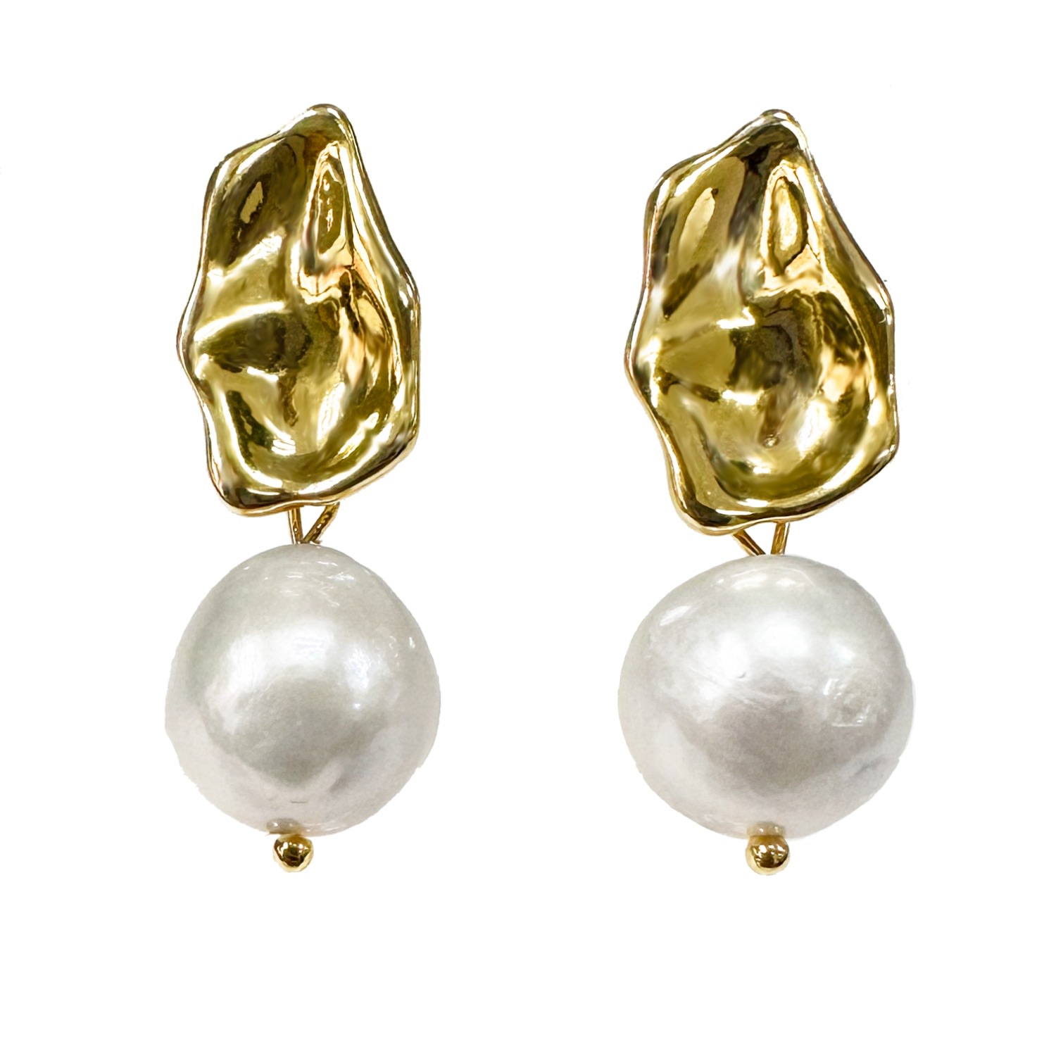 Women’s Gold Freshwater Pearls Modern Earrings Farra