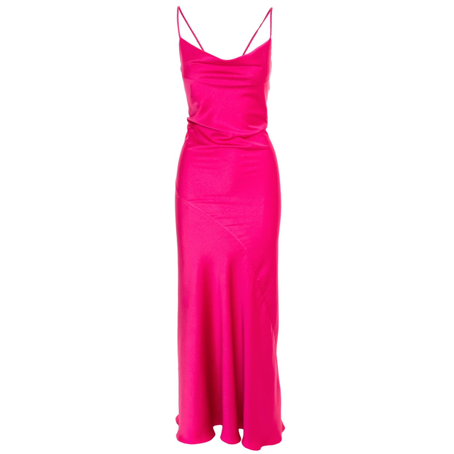 Women’s Pink / Purple Tulum Cowl Neck Satin Dress In Fuchsia M/L Roserry