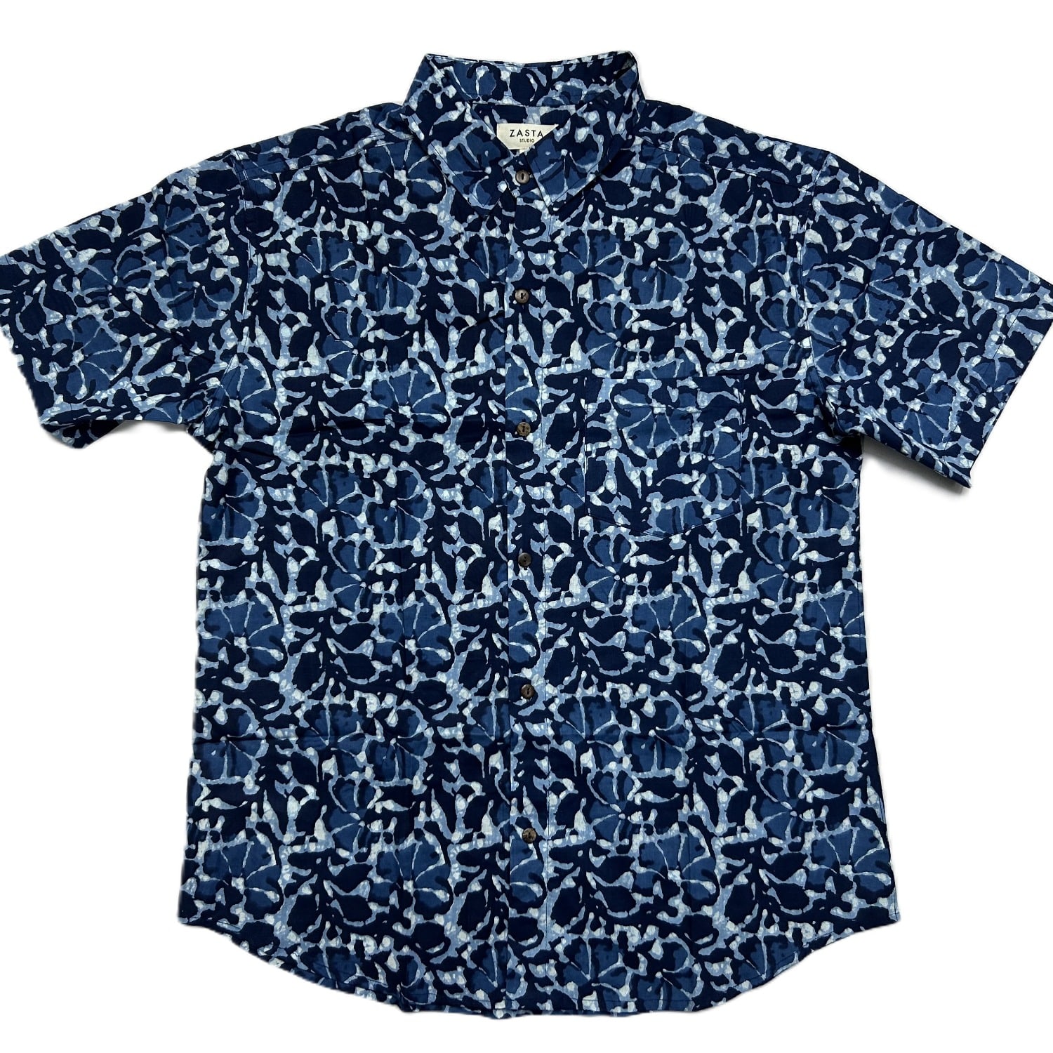 Zastastudio Men's Organic Handprinted Cotton Summer Half Sleeve Shirt C
