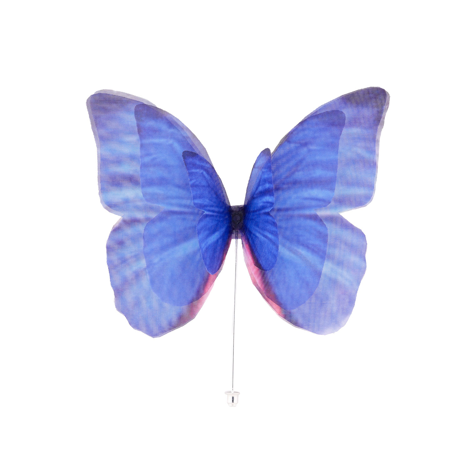 Oanasavu.creations Women's Blue / Silver Silver Pin Blue Silk Butterfly Brooch In Multi