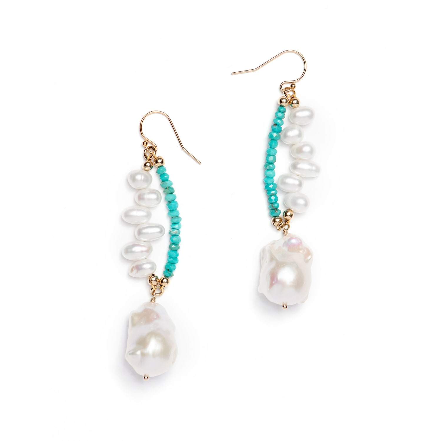 Monái Women's Blue Baroque Pearl Arizona Turquoise Earrings