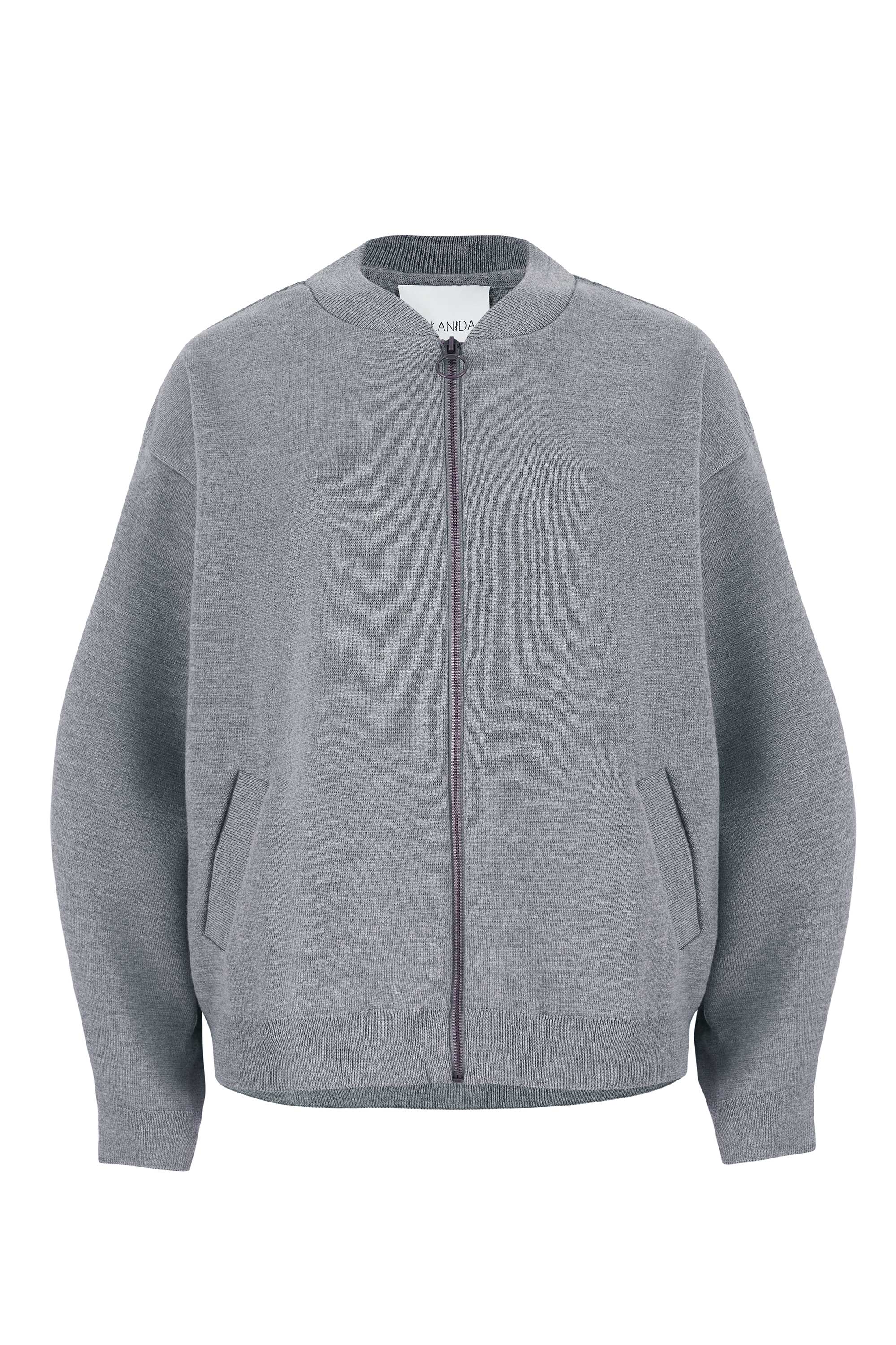 Salanida Women's Onda 100% Merino Bomber Jacket Light Grey In Gray