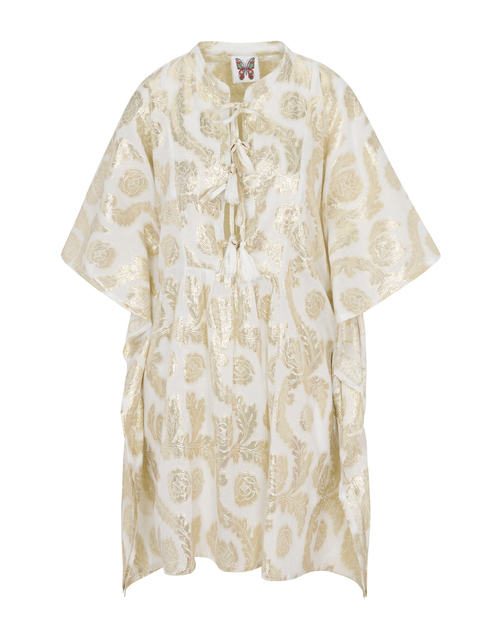 Meghan Fabulous Women's Neutrals / Gold Palm Springs Caftan Tunic Dress - Seashell/gold In Gold