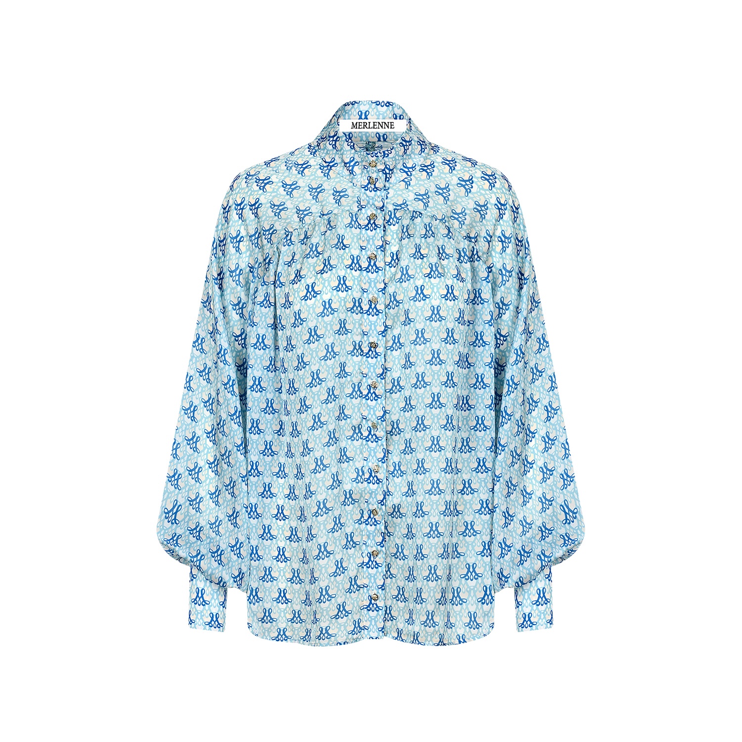 Merlenne Women's Monogram Long Shirt Blue In Blue
