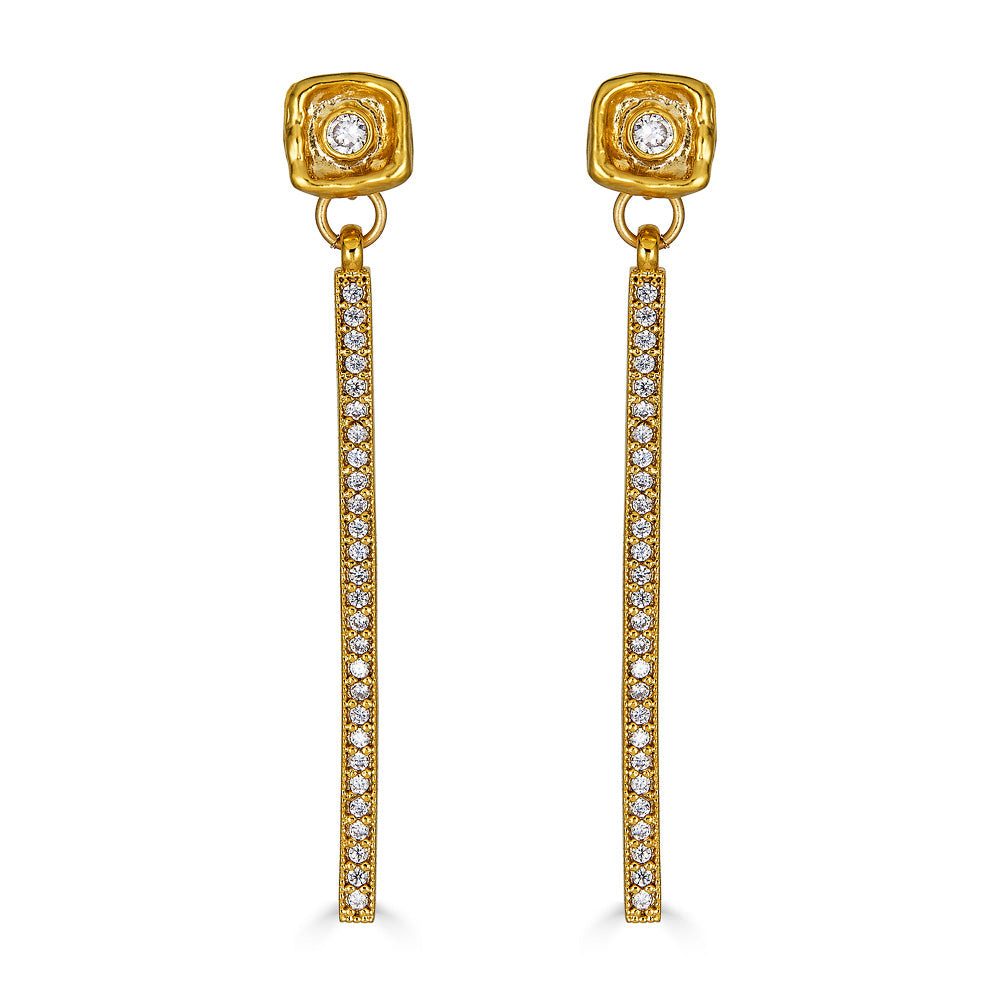 Loni Paul Jewelry Women's Gold Crystal Bar Earrings In Gold