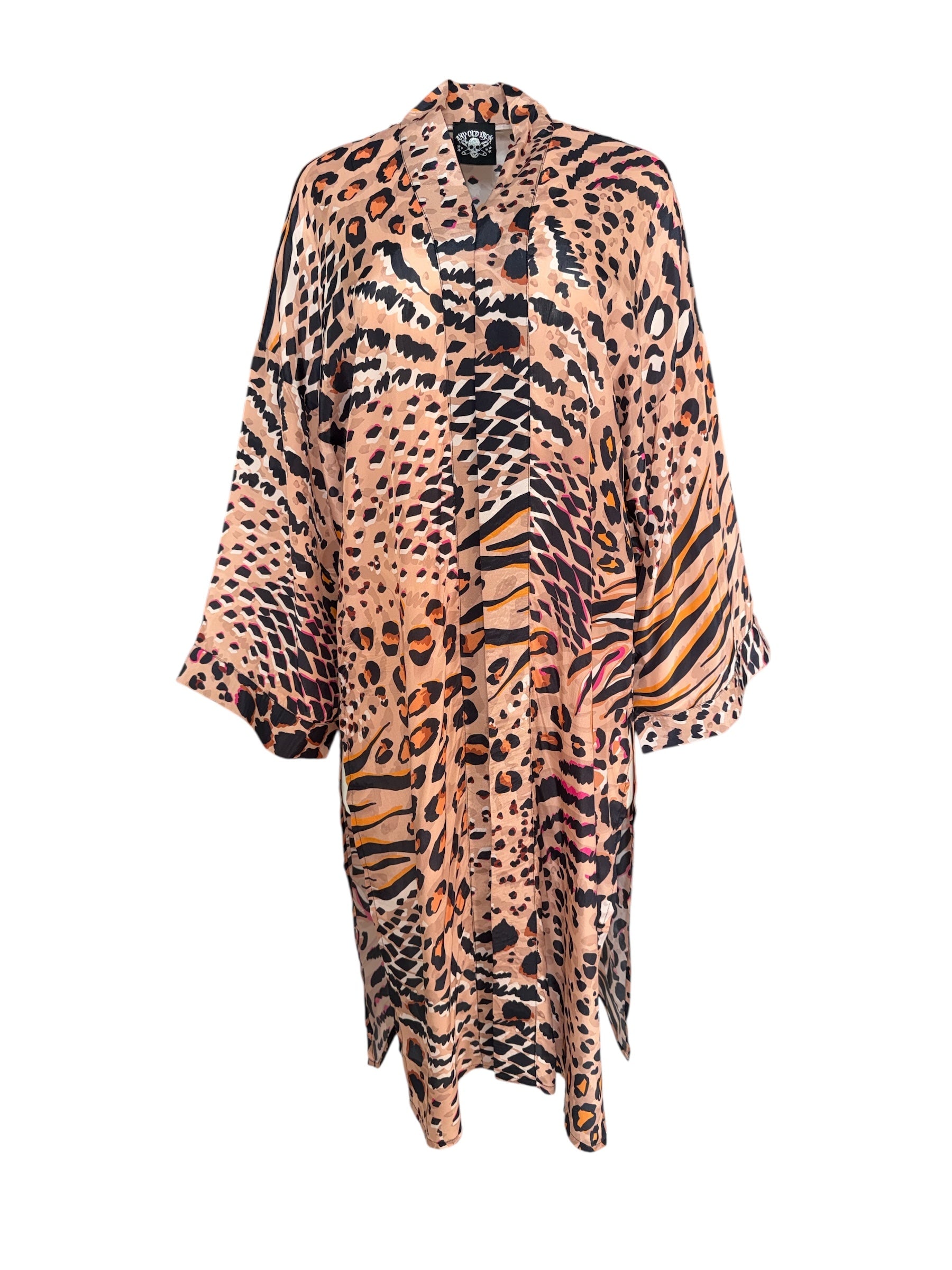 Any Old Iron Women's Neutrals / Orange / Pink Neutral Animal Duster In Orange/pink