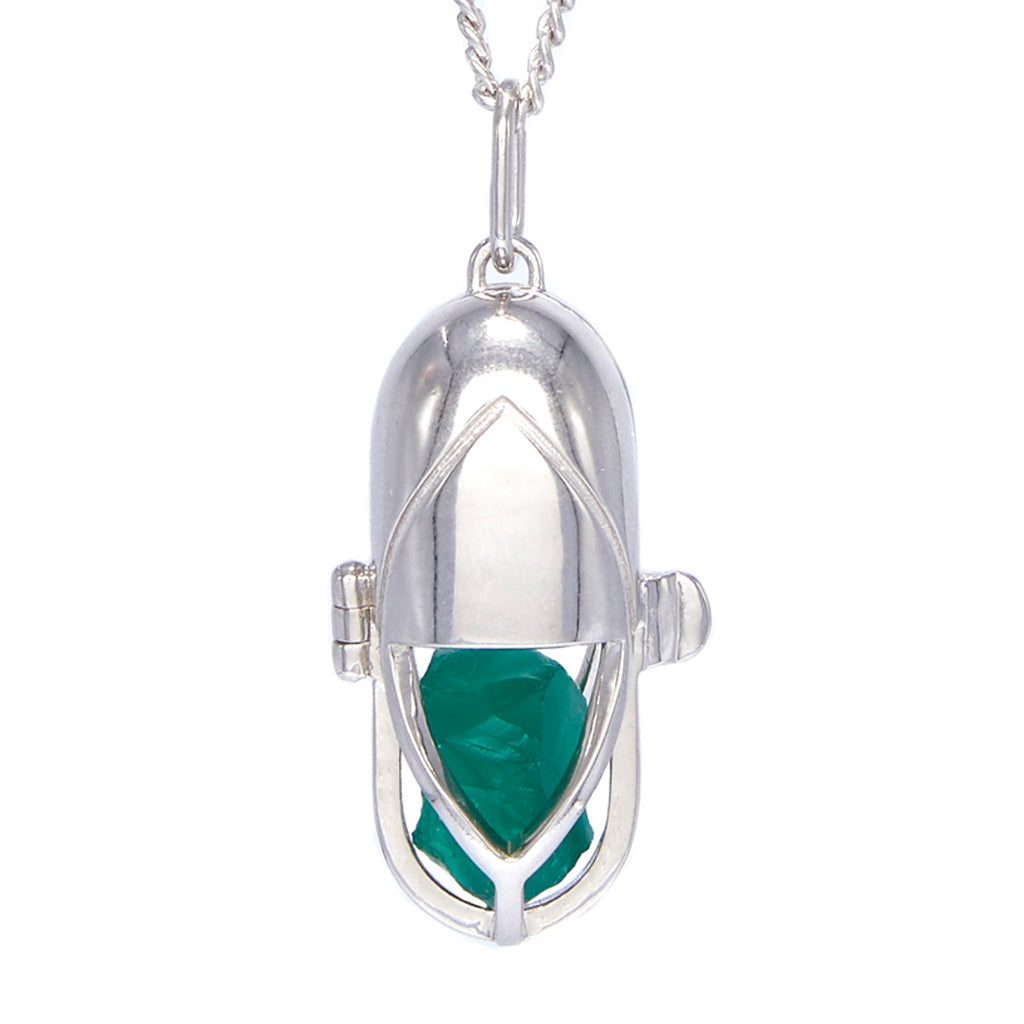Women’s Capsule Crystal Pendant - Sterling Silver - Green Onyx Capsule Eleven