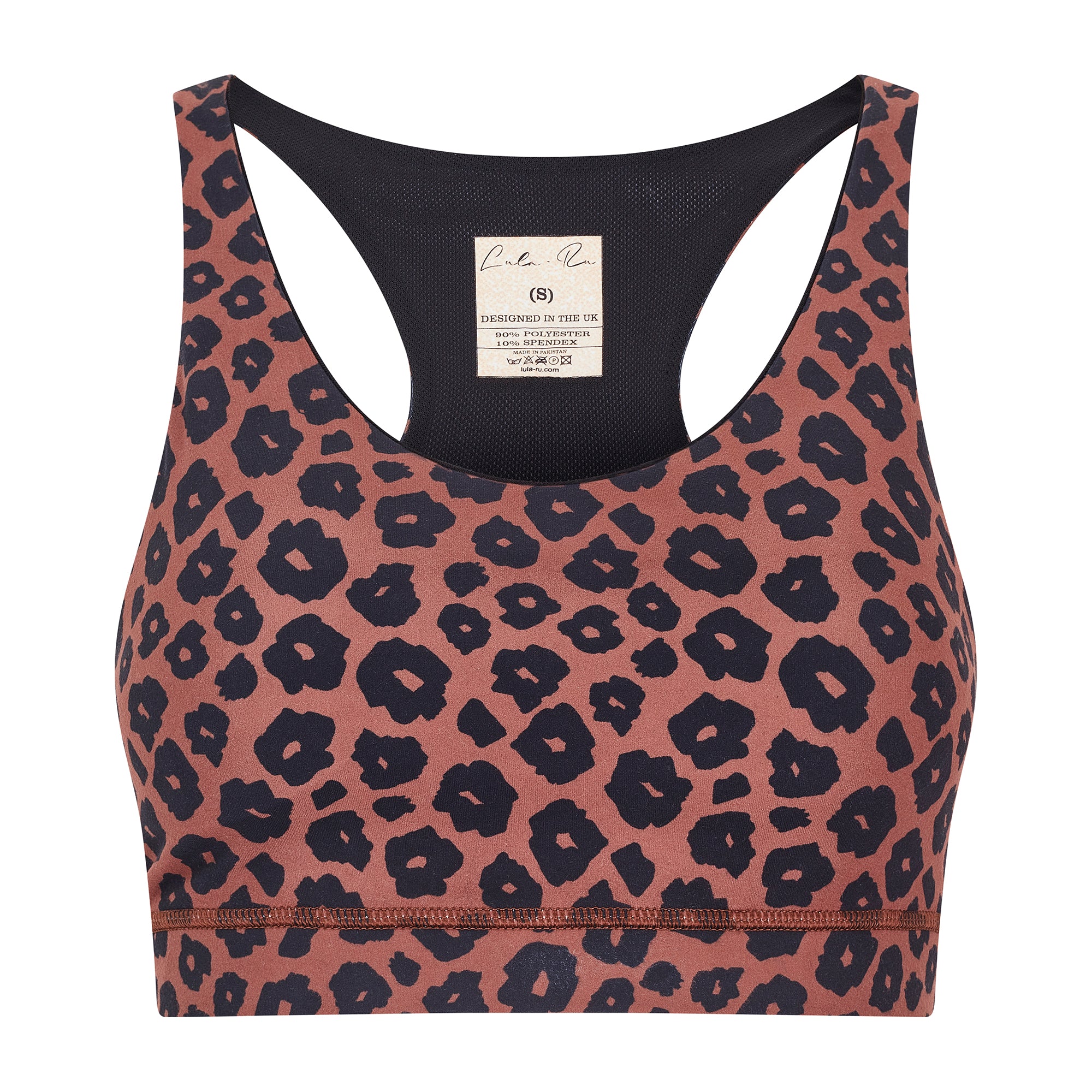 Women’s Brown Sports Bra - Leopard Print Extra Small Lula-Ru