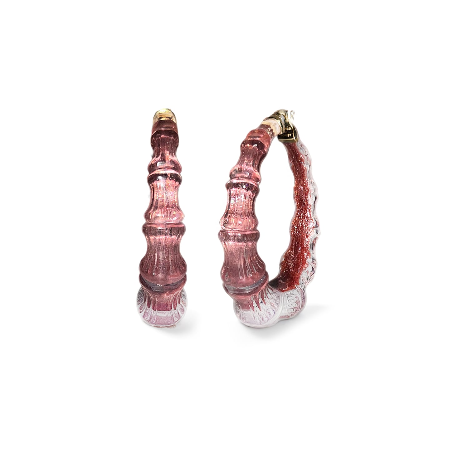 Gold & Honey Women's Brown / Gold Bamboo Illusion Hoop Earrings In Cocoa Brown