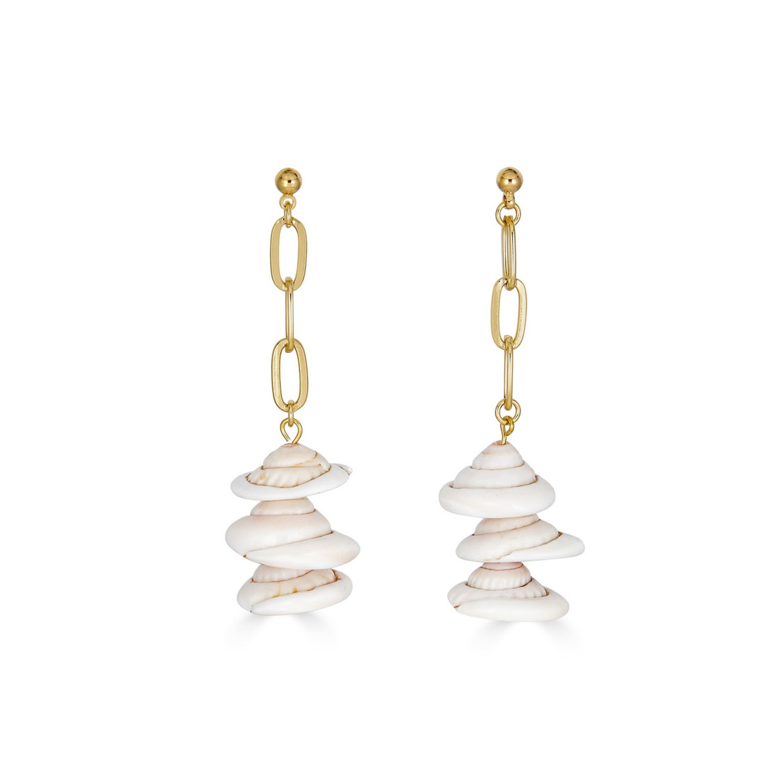 Women’s White Ariel Gold Plated Chain And Shell Earrings Rodela