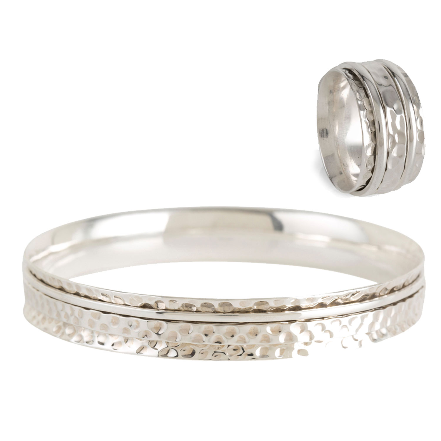 Charlotte's Web Jewellery Women's Karma Abundance Silver Spinning Ring & Bangle Gift Set