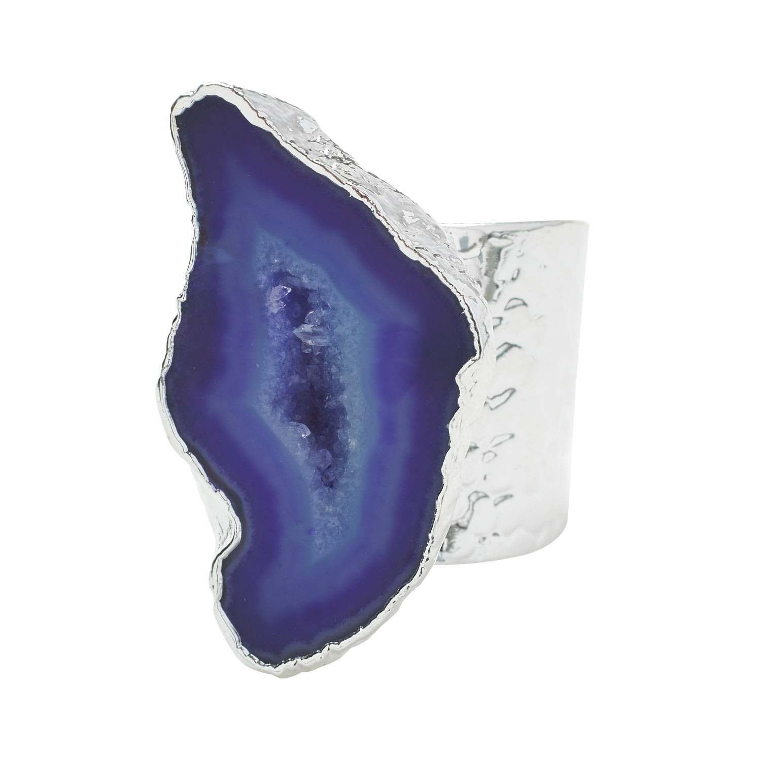 Women’s Blue / Silver Silver Ink Gemstone Mega Statement Ring Yaa Yaa London