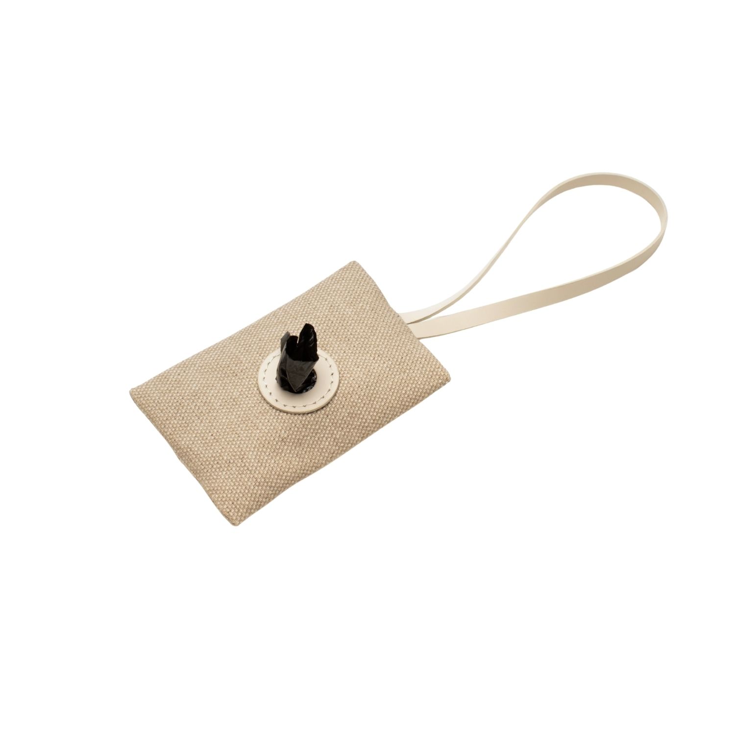 White Canvas Dog Poop Bag Holder Beige | Zoë Pet Atelier