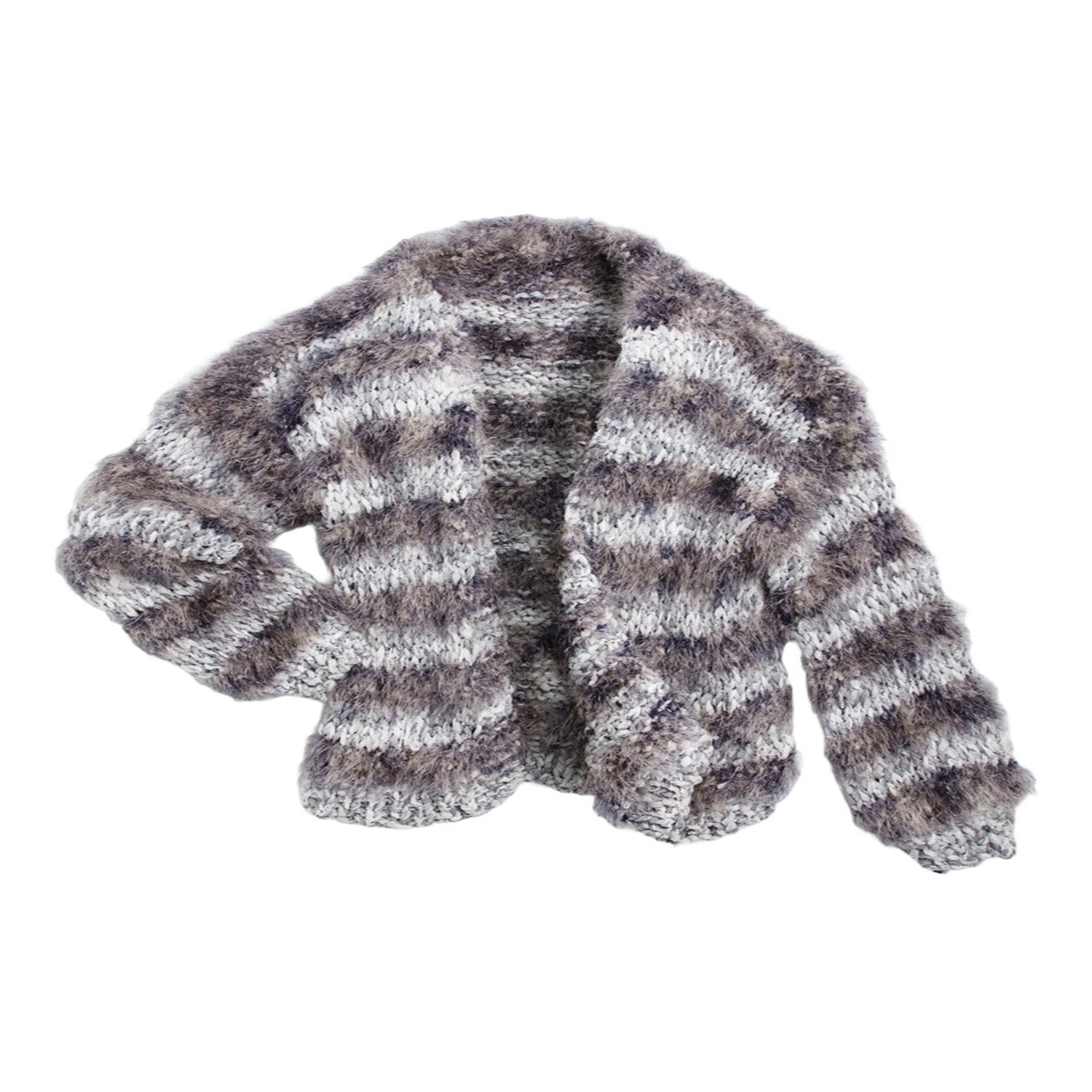 Saachi Women's Grey Eyelash Hand Knit Blue Gray Cardigan In Gray