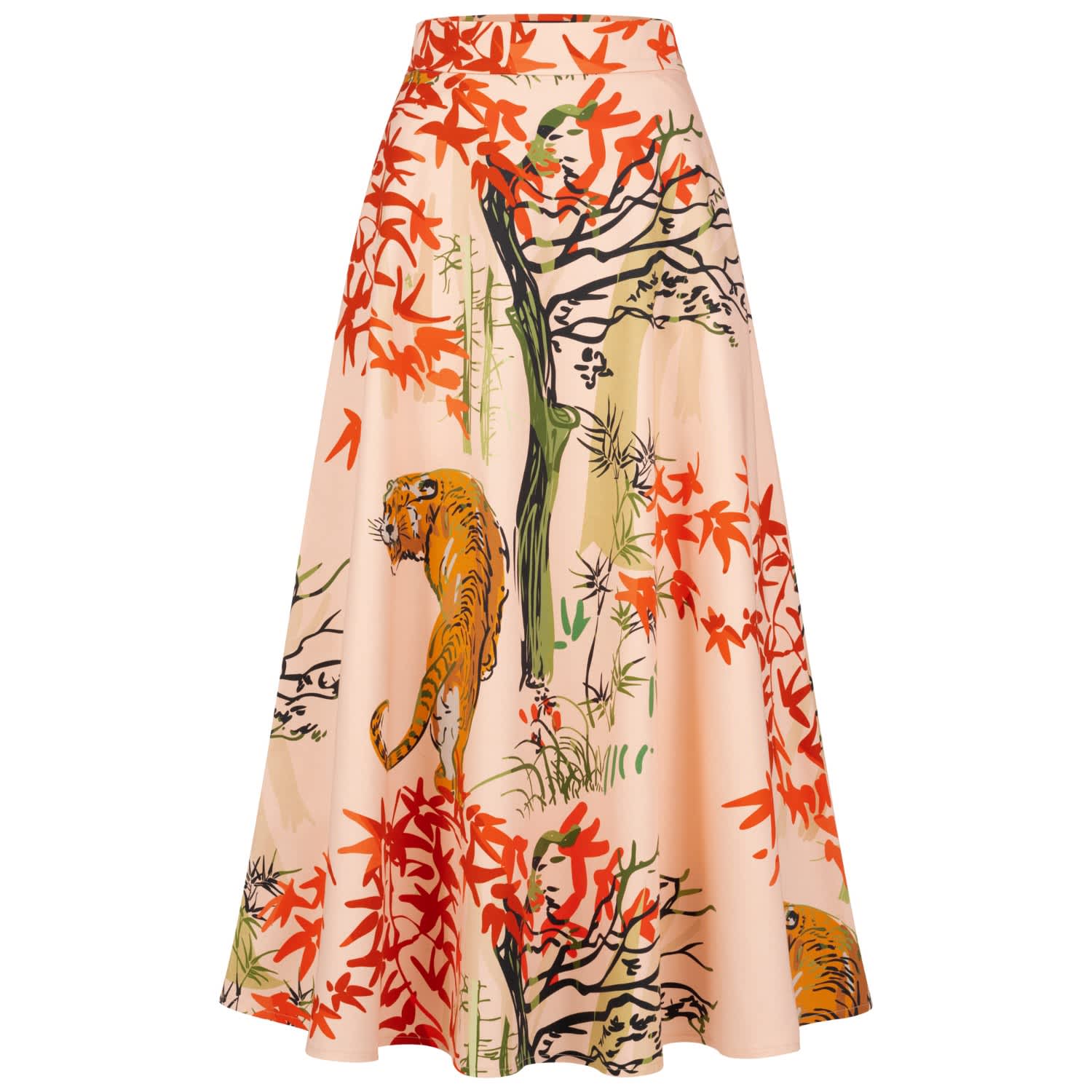 スカート LONG SKIRT WITH MAIOLICA PRINT Long majolica-print poplin skirt in Multicolor for Women