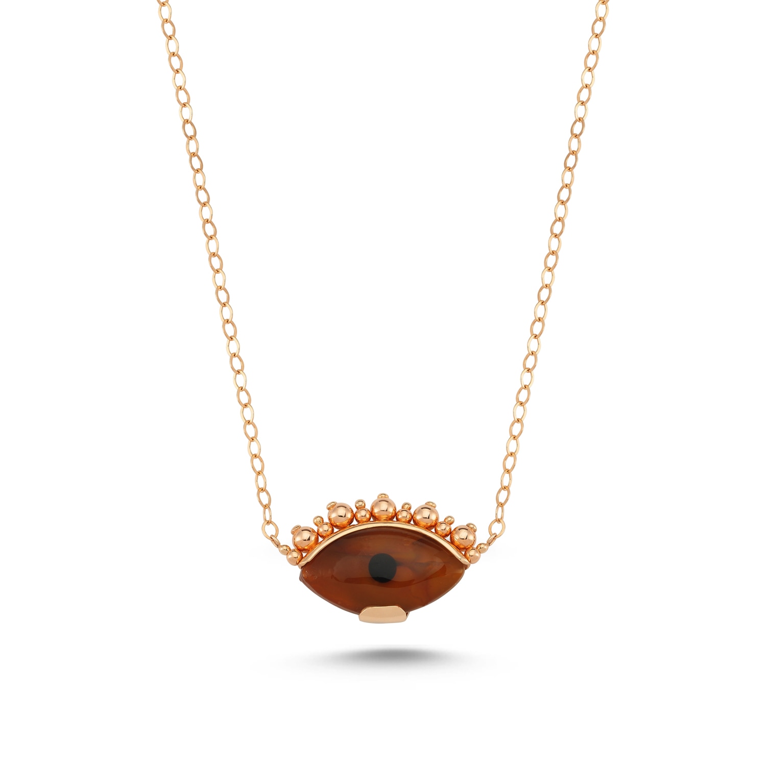 Ecce | Artisan Diamonds Women's Brown 14k Solid Gold Eye See You With Ball Eyelash Necklace - Champagne Foam In Gold
