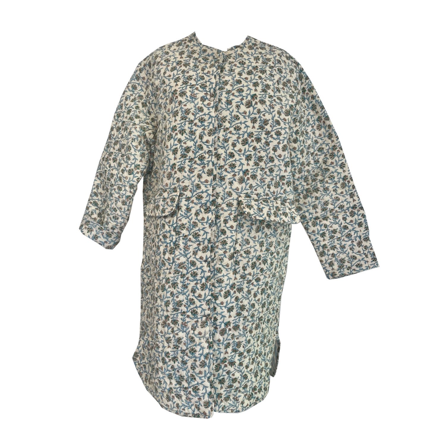 Women’s Neutrals / White Desert Flower Quilt Coat Large Mandalay Designs