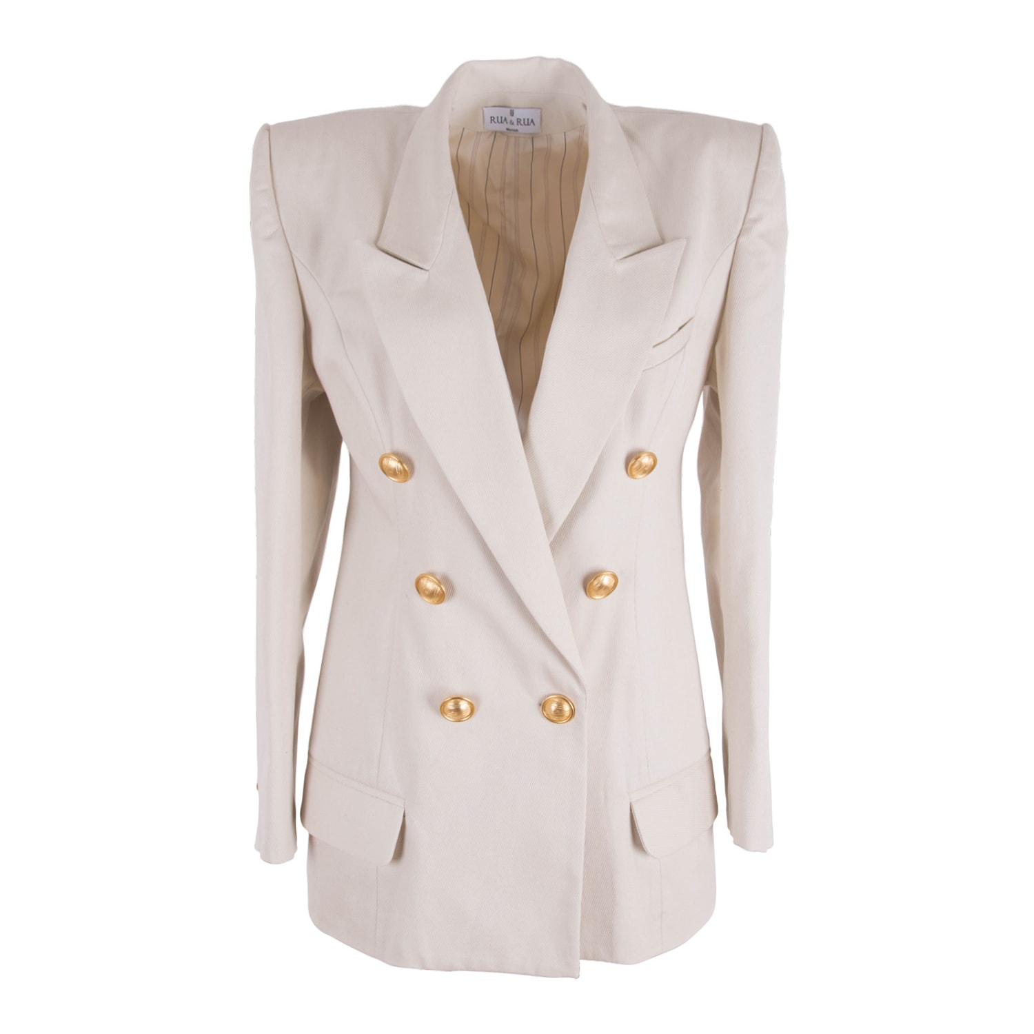 Women’s White Cotton Gabardine Double-Breasted Jacket Extra Small Rua & Rua