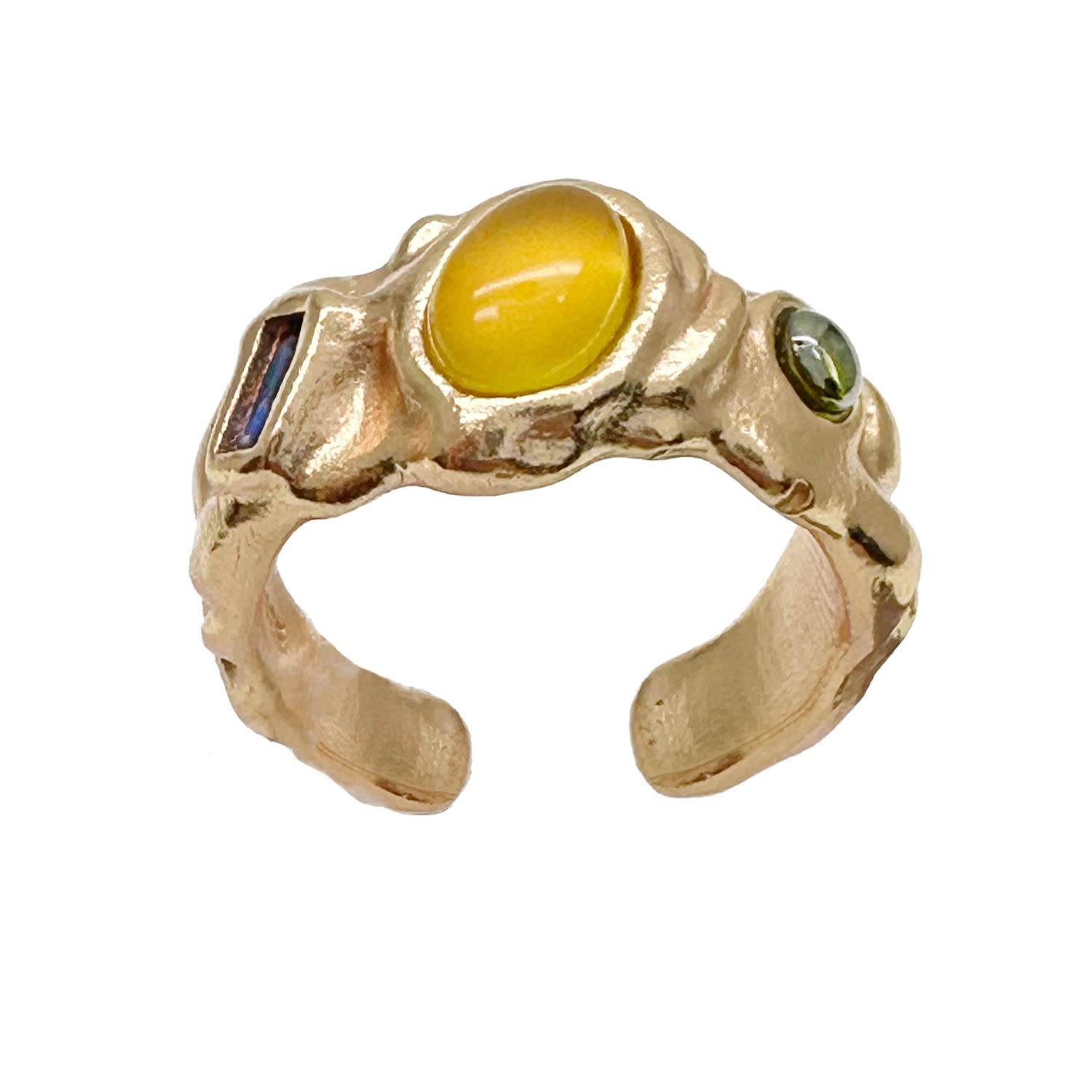 Women’s Gold Plated Sterling Silver With Yellow Zircon Setting Open Ring Ms. Donna