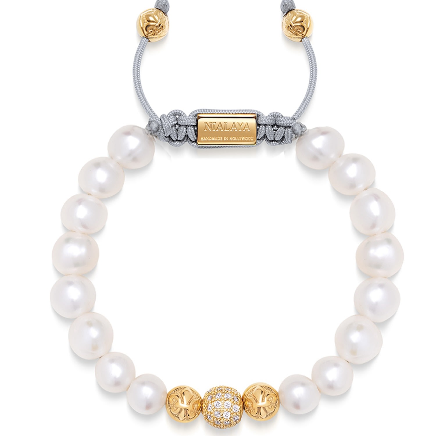 White / Gold Women’s Beaded Bracelet With White Sea Pearl And Gold Nialaya