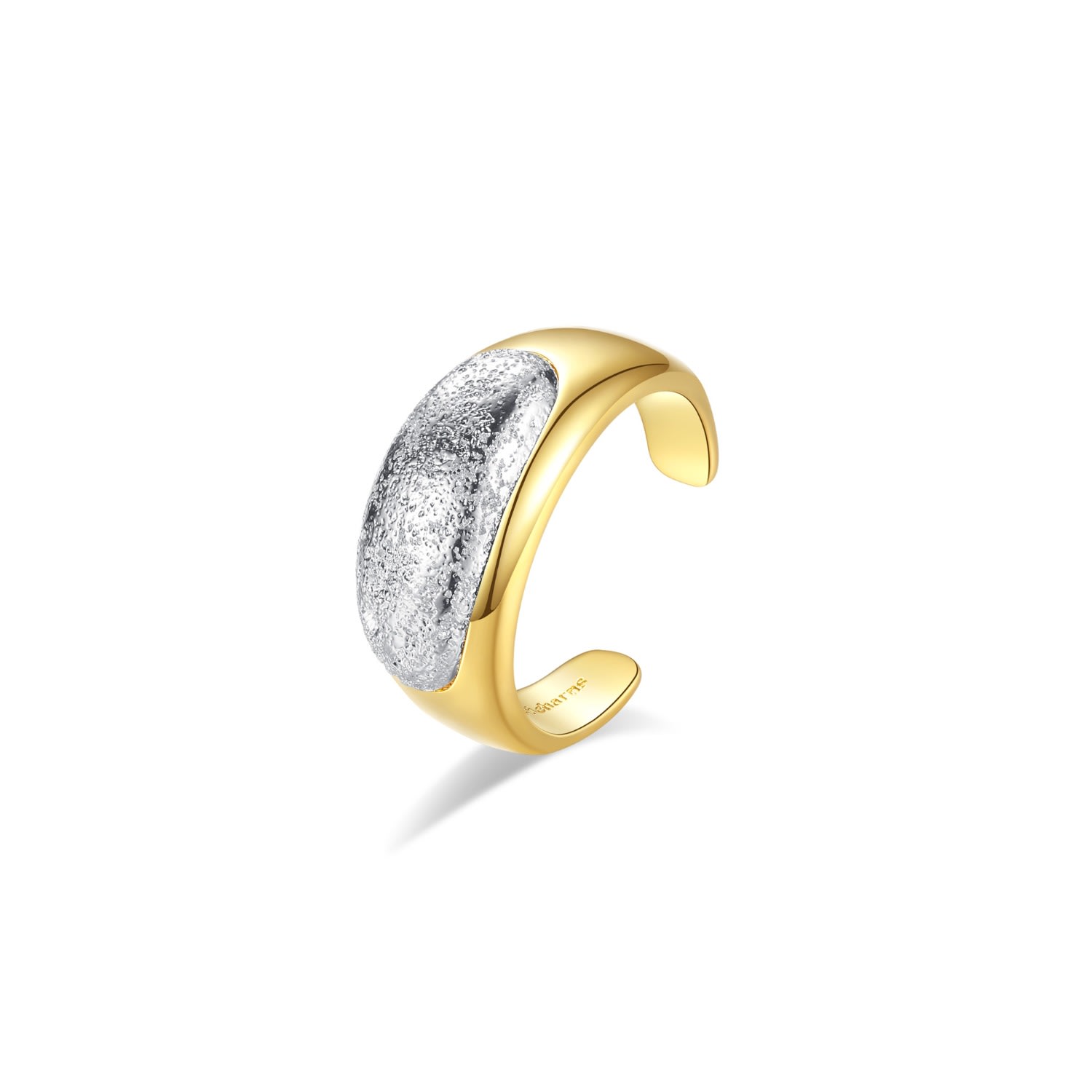 Classicharms Frosted And Matted Texture Two Tone Ring In Gold