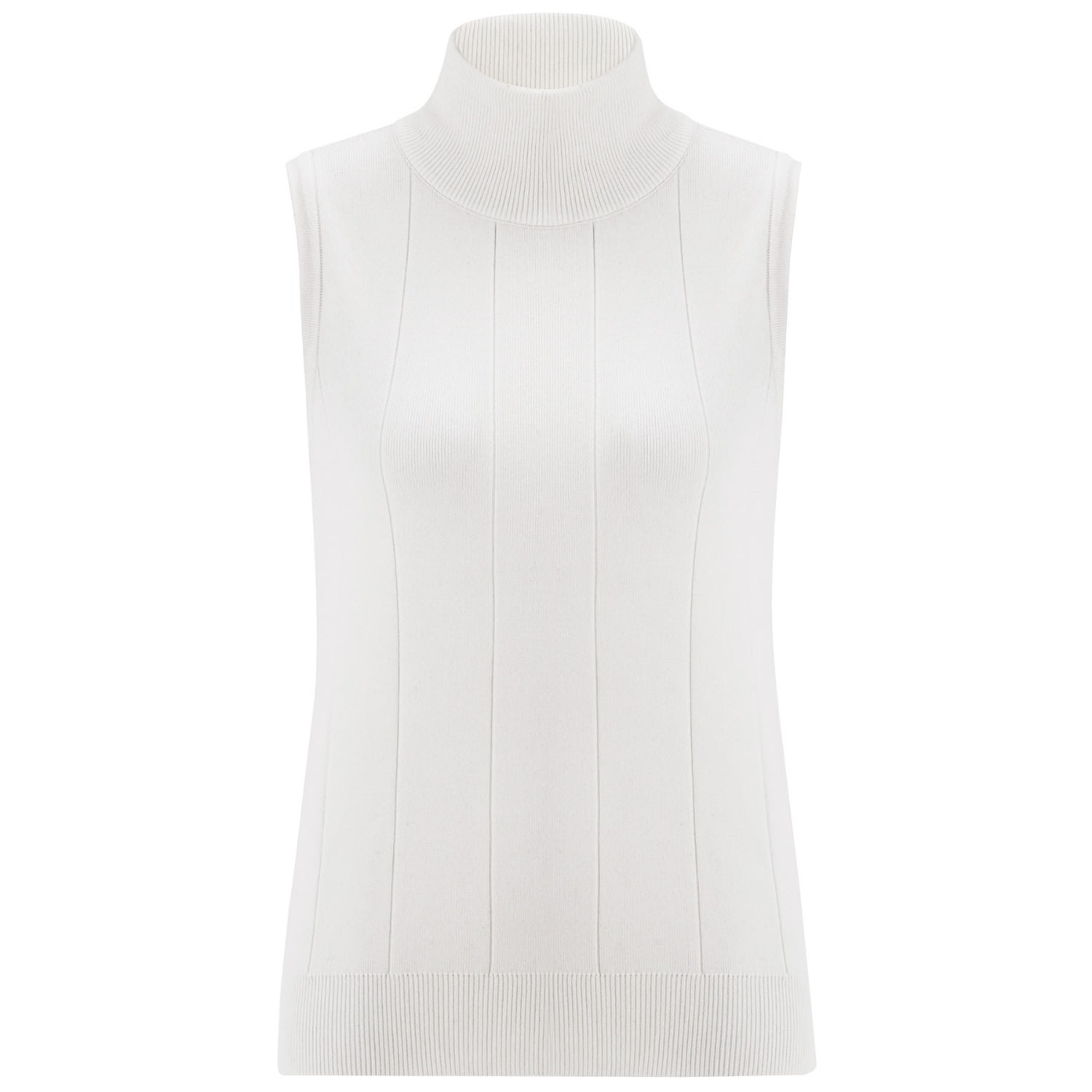 Peraluna Women's White Slim Fit Sleeveless Turtle-neck Blouse - Ecru In White