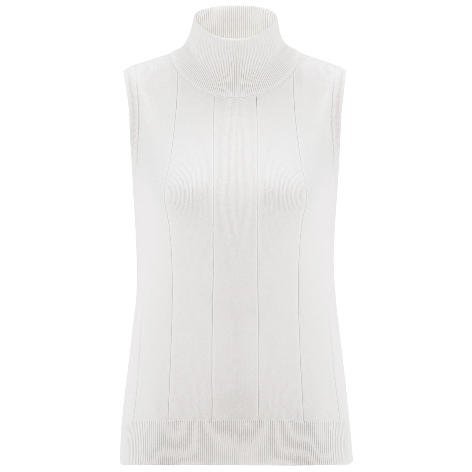 Women’s White Slim Fit Sleeveless Turtle-Neck Blouse - Ecru Large Peraluna