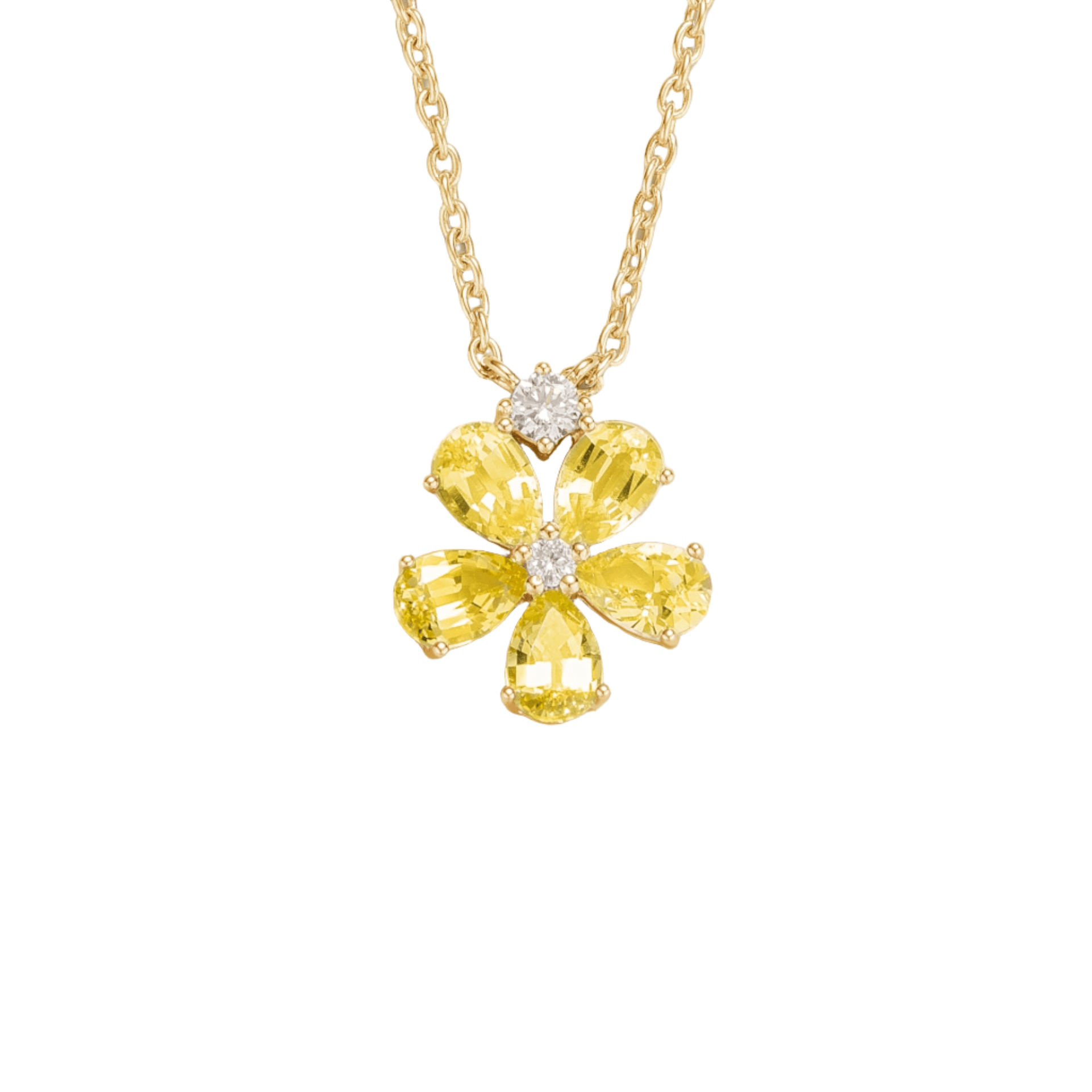 Juvetti Women's White / Yellow / Gold Florea Gold Necklace Yellow Sapphire & Diamond In Multi