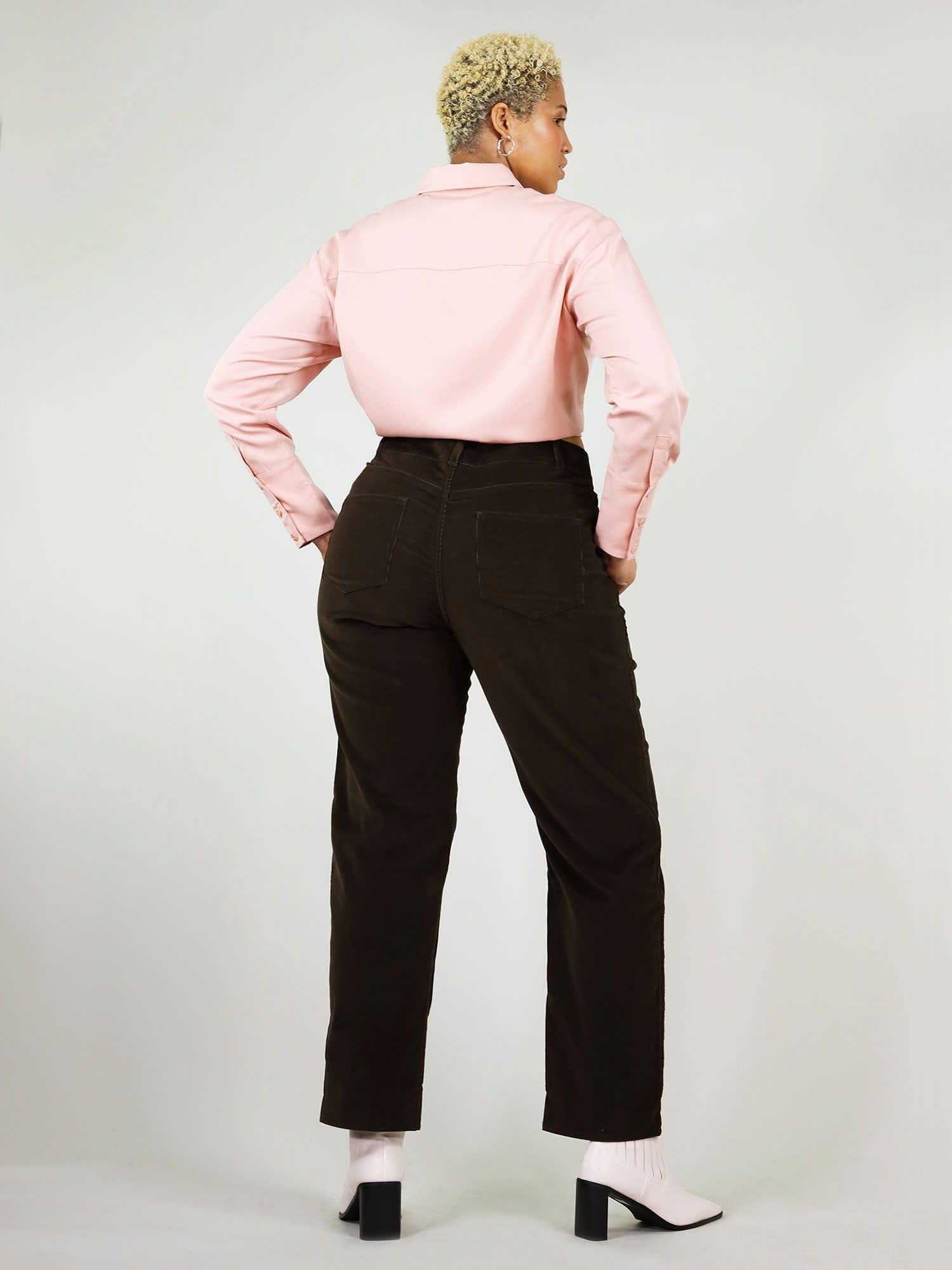 Corduroy High Waisted Trousers In Brown, blonde gone rogue