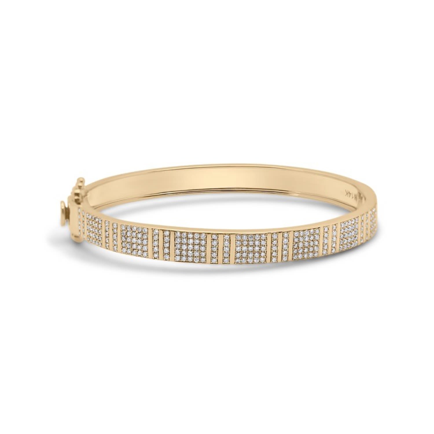 Women’s Pinstripe Strength Diamond Bangle Bracelet Half Way All Pave Diamonds And Gold Pinstripes Rinoor