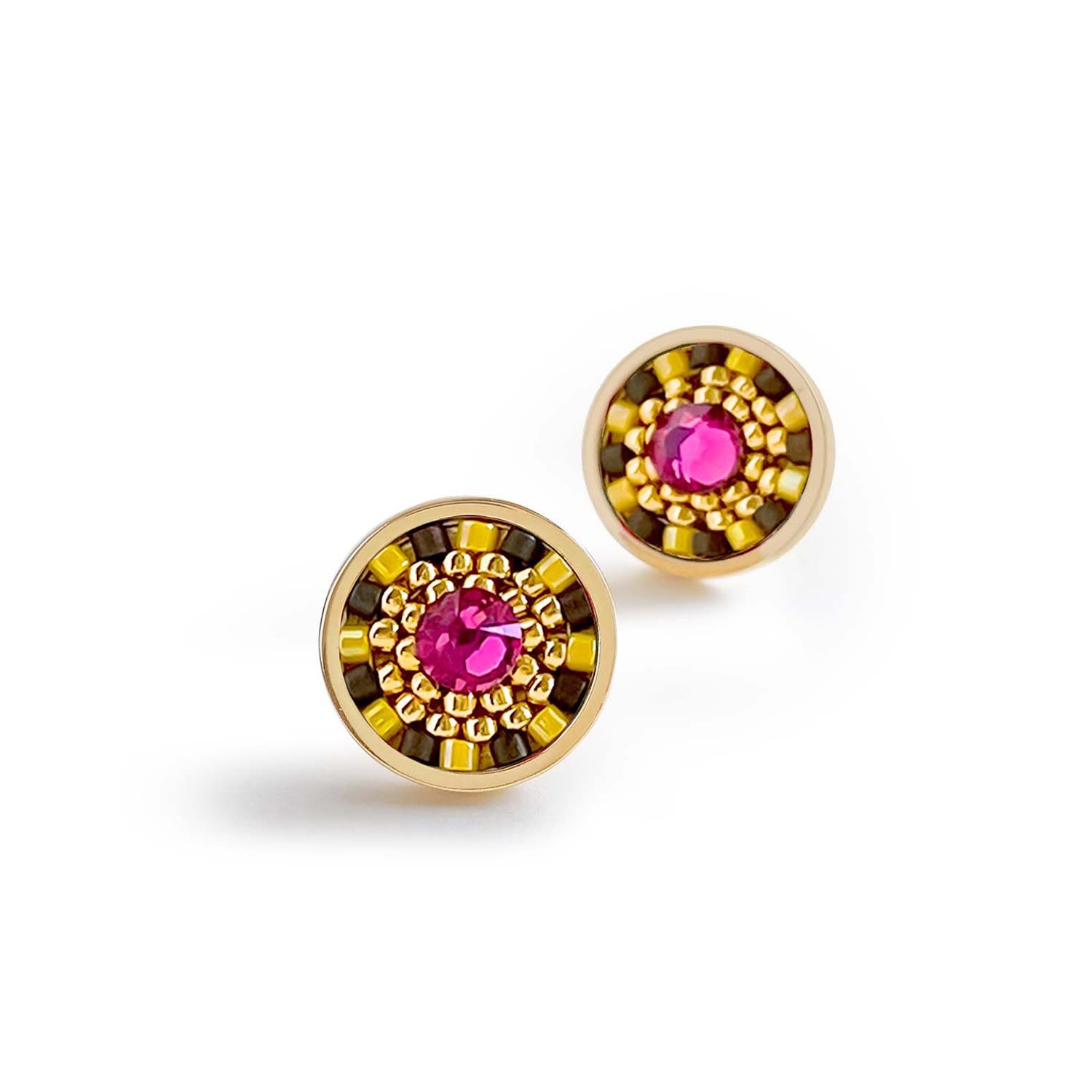 Women’s Pink / Purple / Brown Striped Medallion Stud Earrings - Oriole Eden + Elie