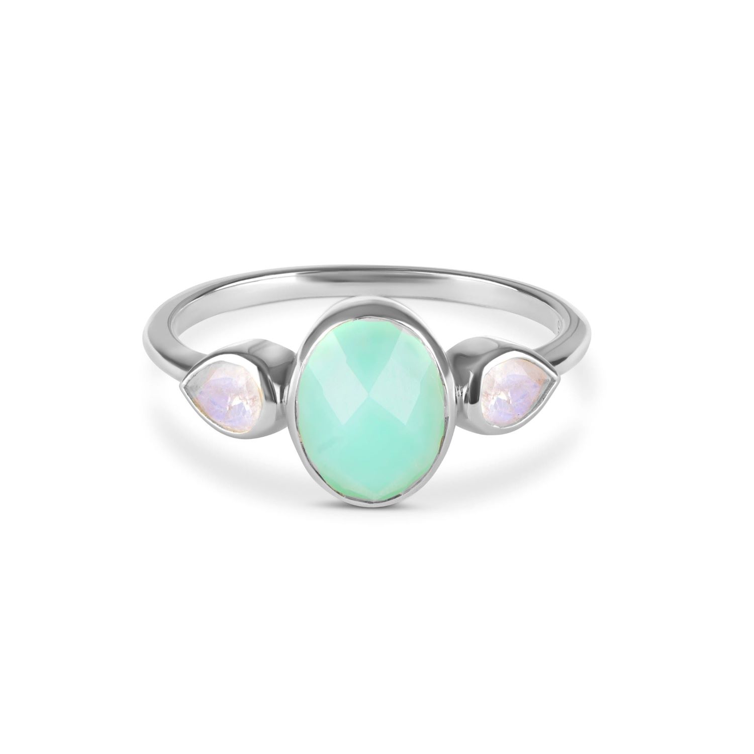 Zohreh V. Jewellery Women's Blue / Silver Chrysoprase & Moonstone Ring Sterling Silver